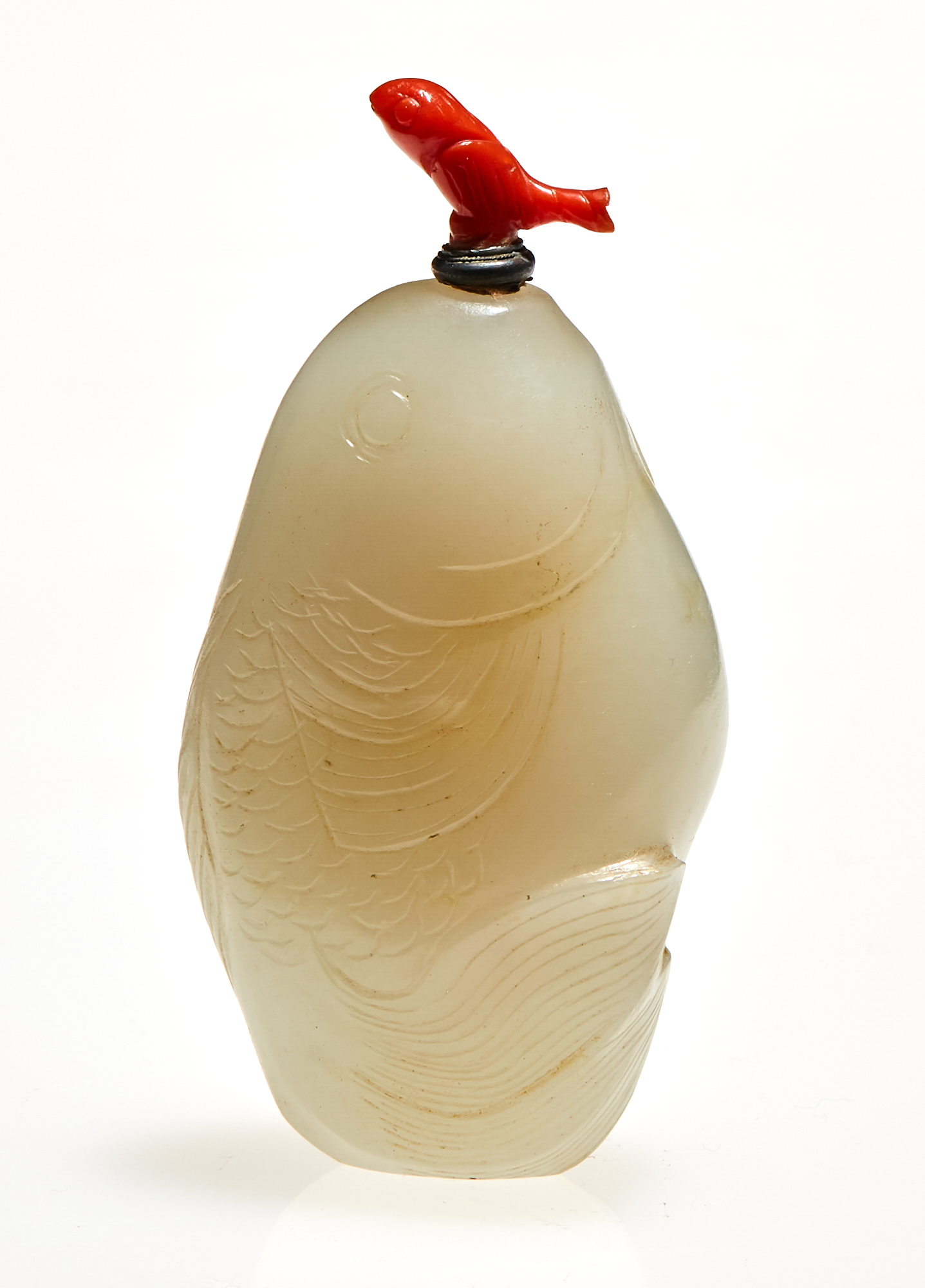 Lot image - A Chinese White Jade Snuff Bottle