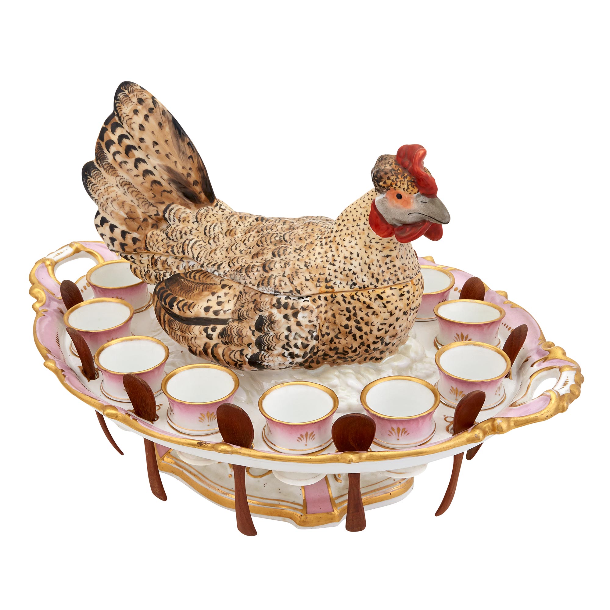 Lot image - Pirkenhammer Porcelain Nesting Hen Form Egg Server