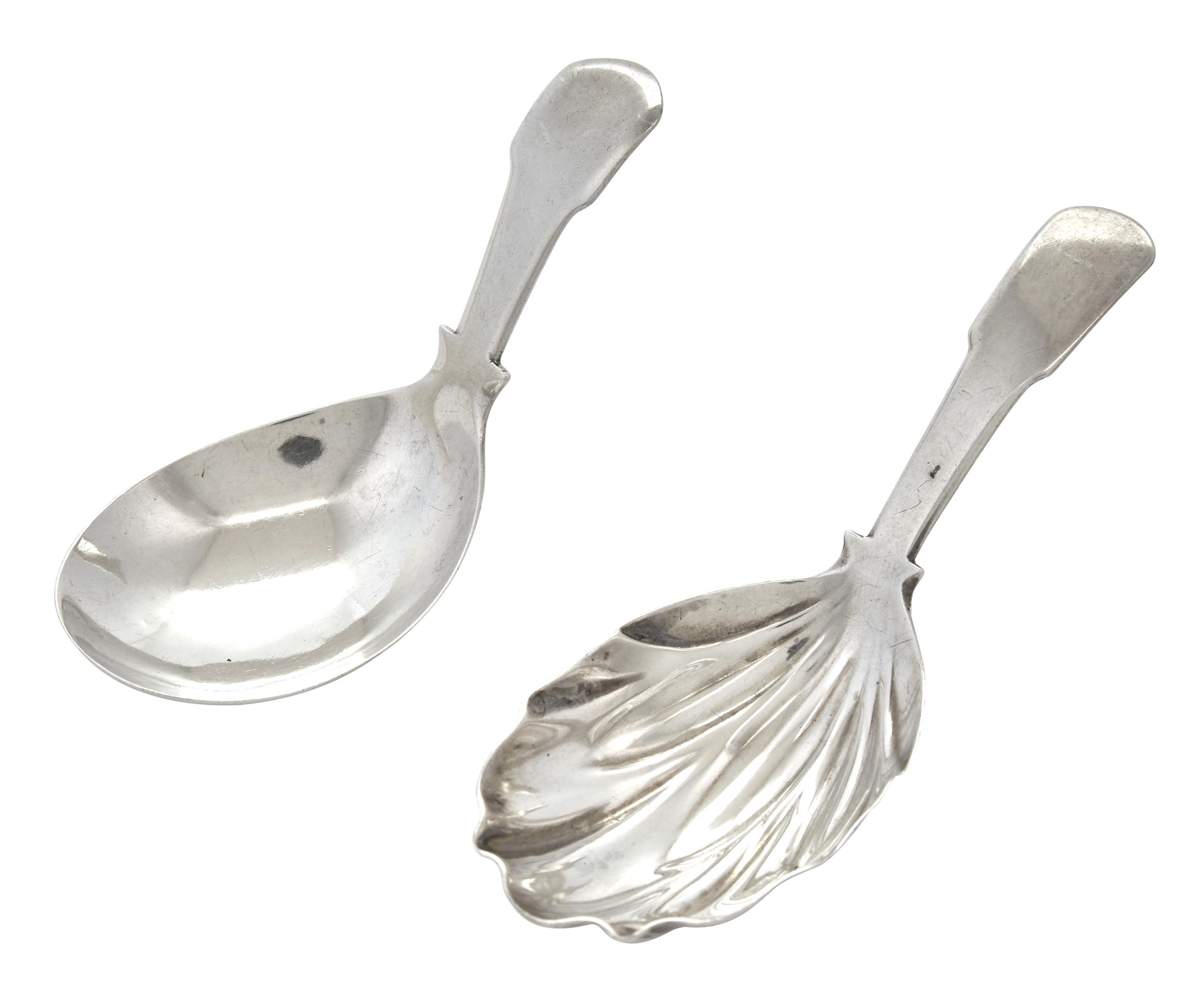 Lot image - Two George III Sterling Silver Tea Caddy Spoons