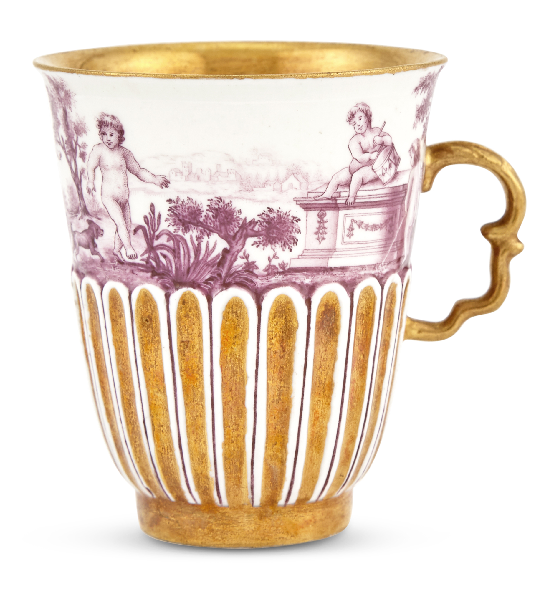 Lot image - Meissen Porcelain Documentary Single-Handled Hausmalerei Beaker