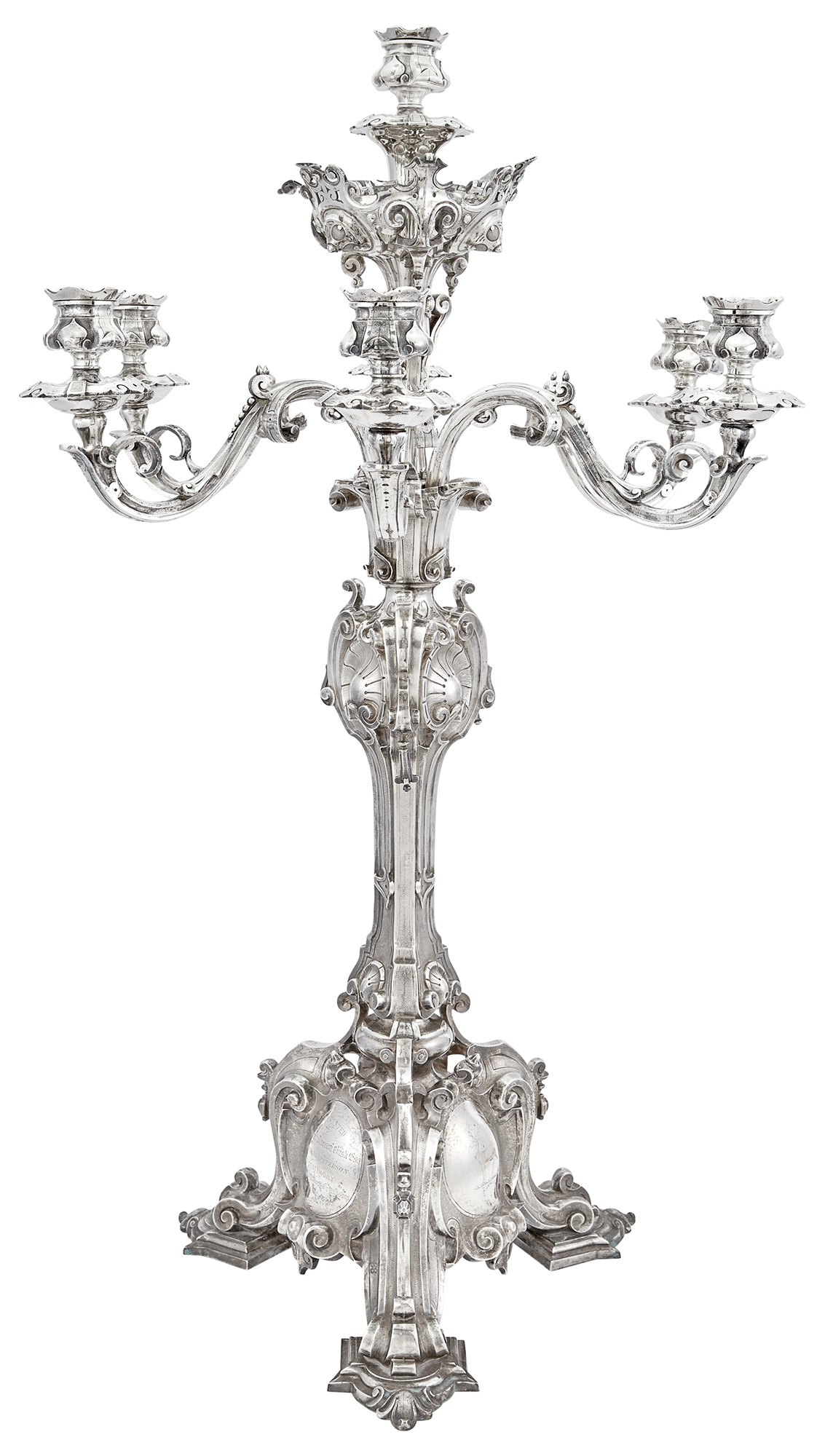 Lot image - Victorian Sterling Silver Seven-Light Candelabrum