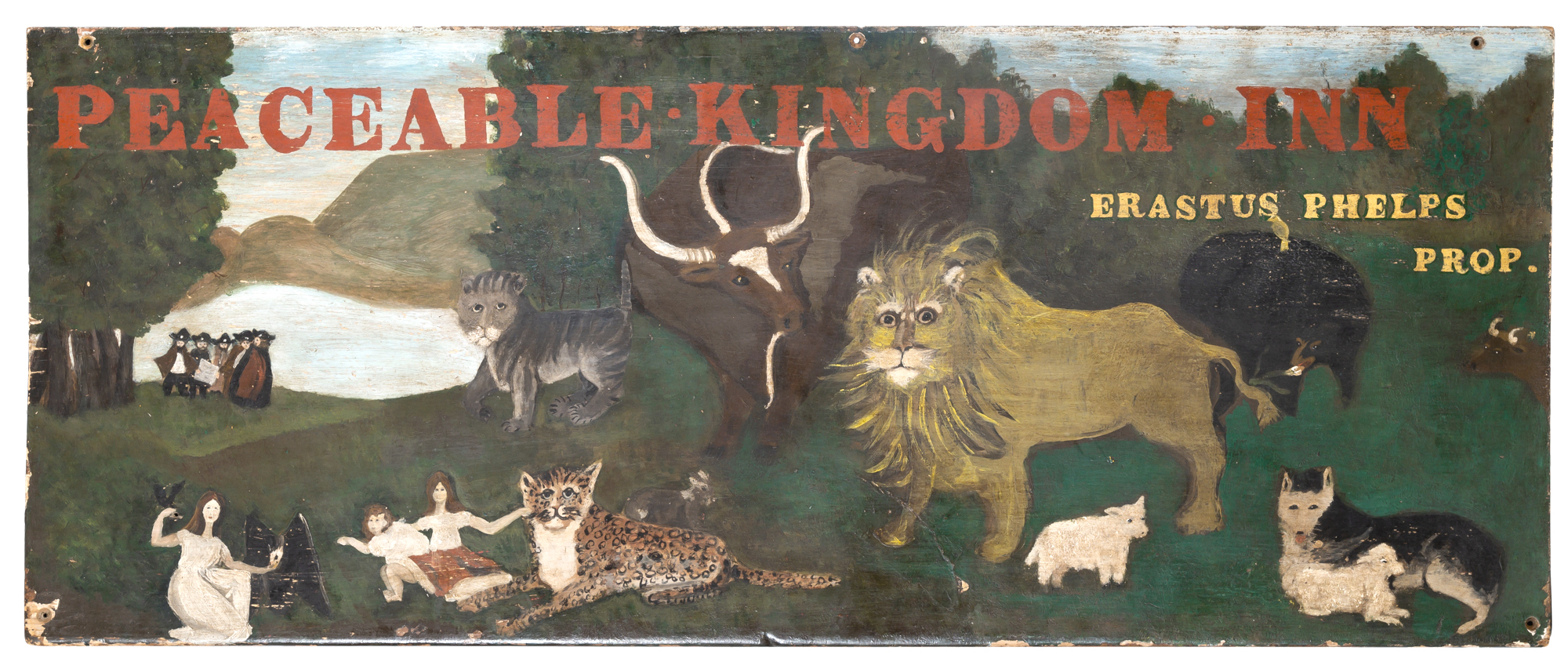 Lot image - Painted Wood Inn Sign