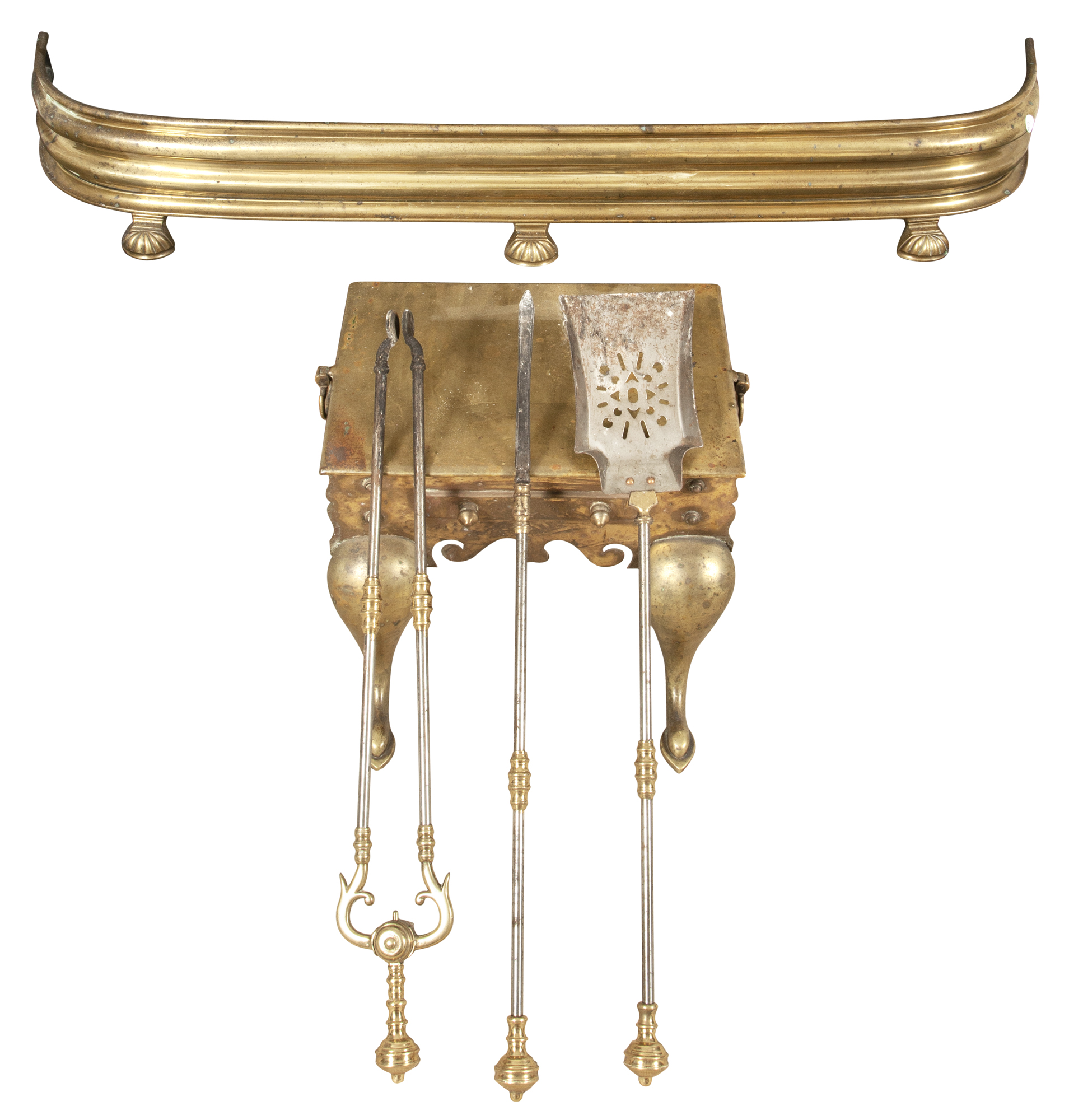 Lot image - Group of Brass and Metal Fireplace Equipment