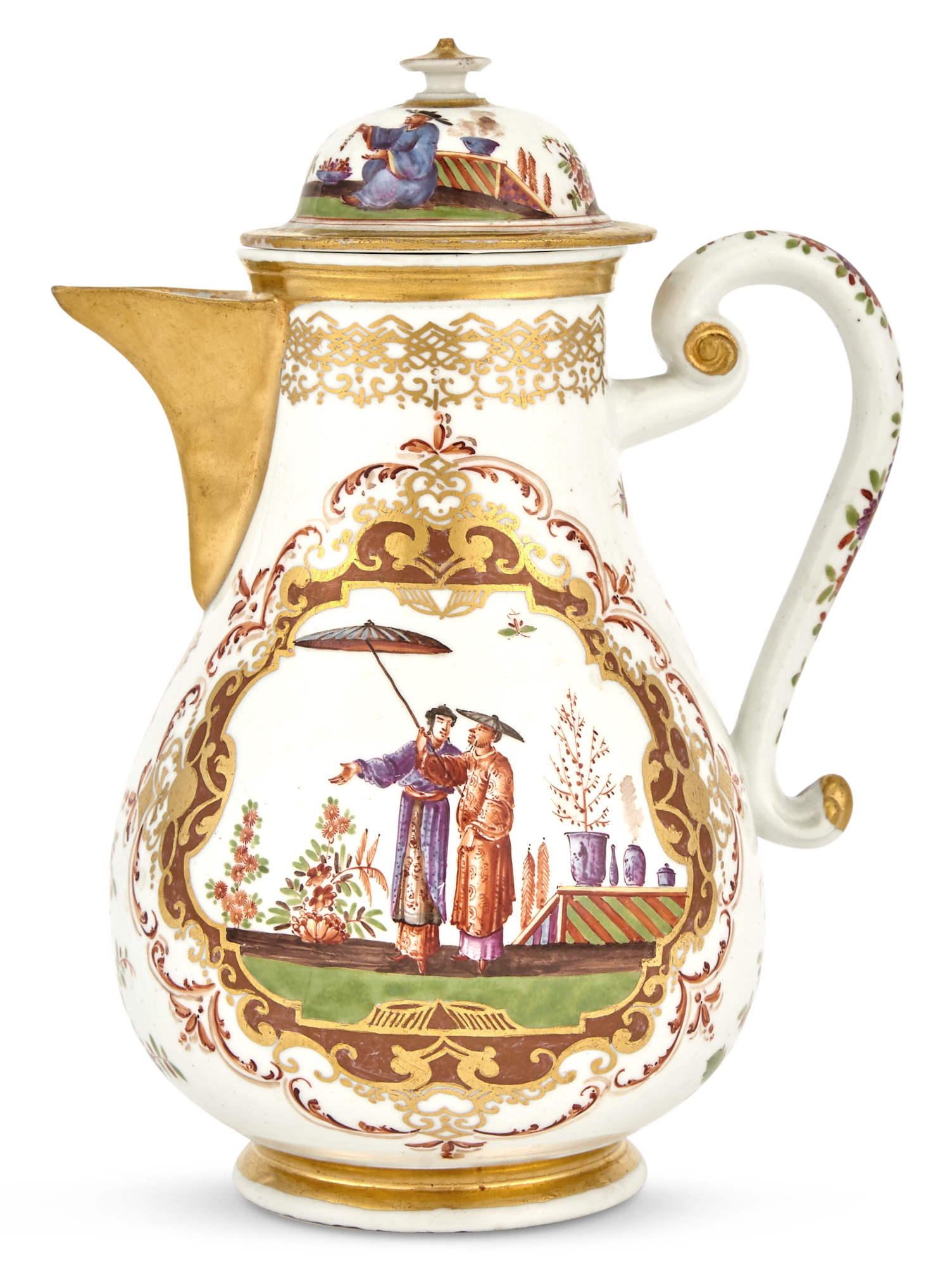 Lot image - Meissen Porcelain Chinoiserie Coffee Pot and Cover