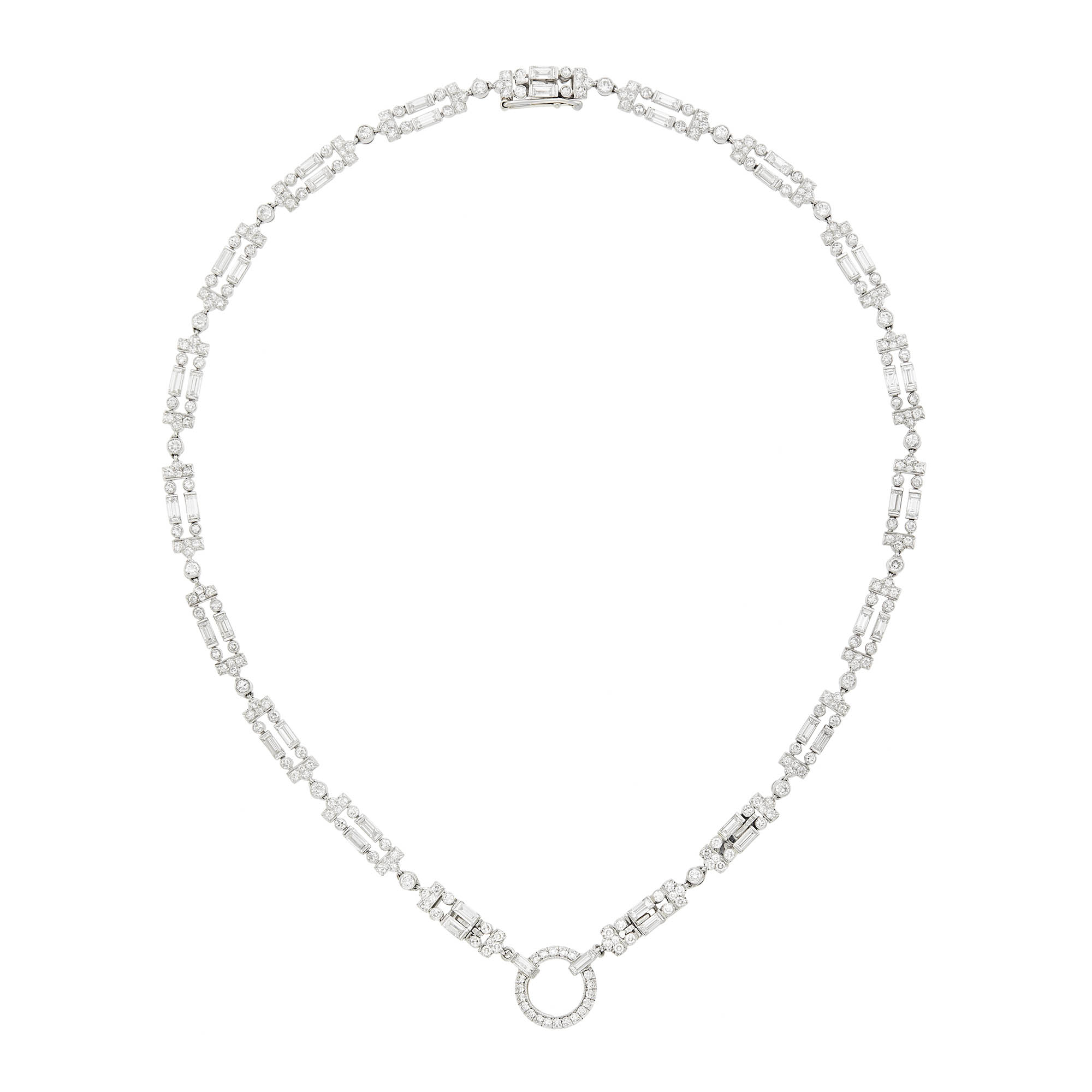 Lot image - Ostertag Pair of Platinum and Diamond Necklace/Bracelets Combination, France
