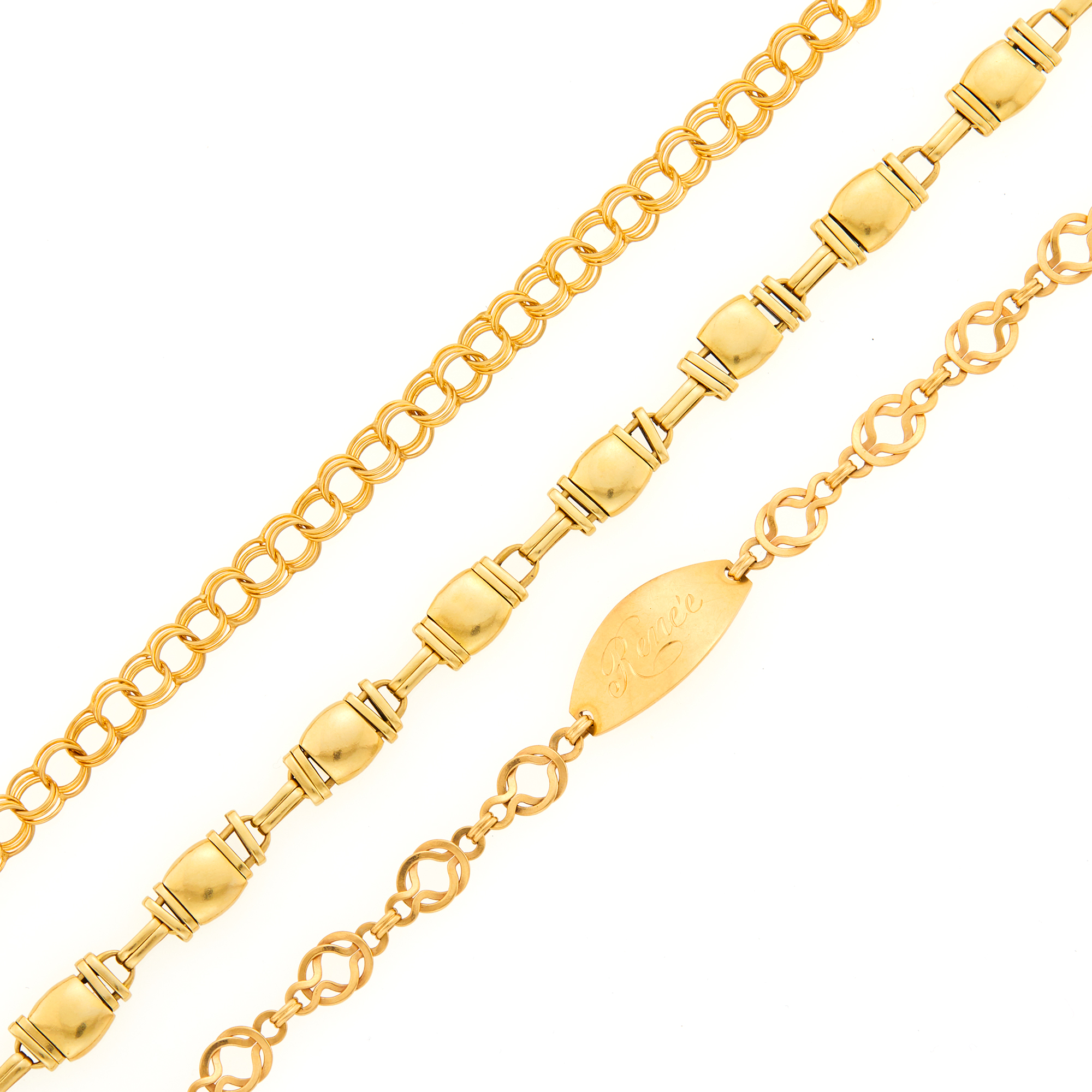 Lot image - Three Gold Bracelets