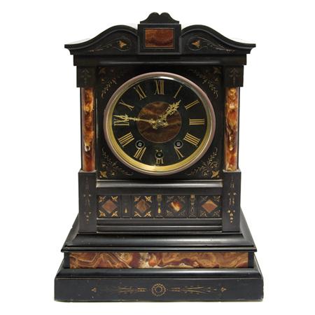 Lot image - Marble and Onyx Mantel Clock