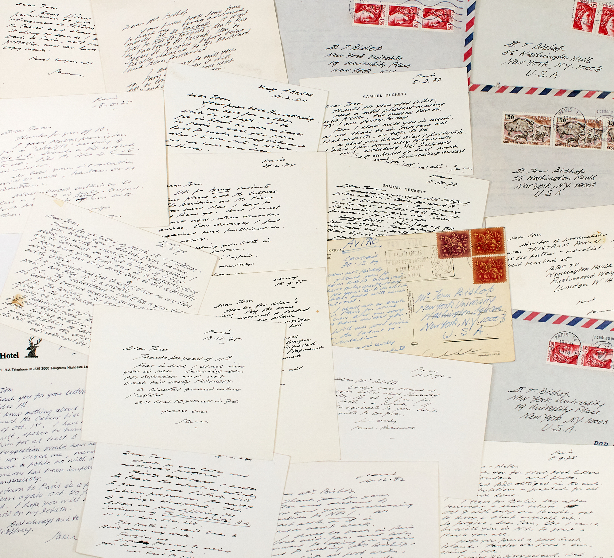 Lot image - BECKETT, SAMUEL  A twenty-year correspondence between Samuel Beckett and the noted Beckett scholar Tom Bishop.