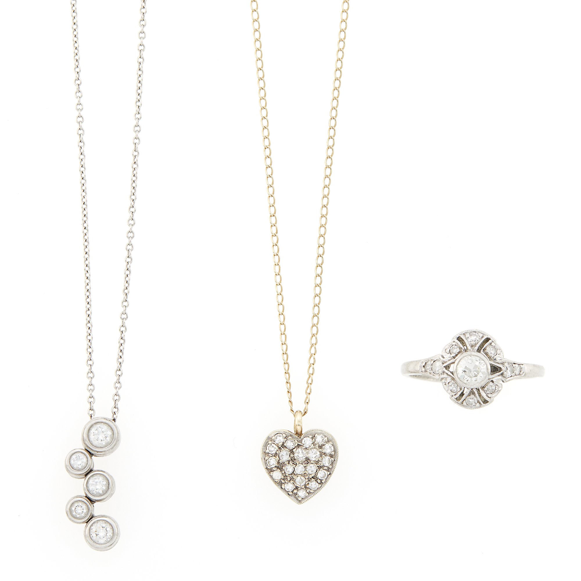 Lot image - Tiffany & Co. Platinum and Diamond Bubble Pendant with Chain Necklace and White Gold, Platinum and Diamond Jewelry