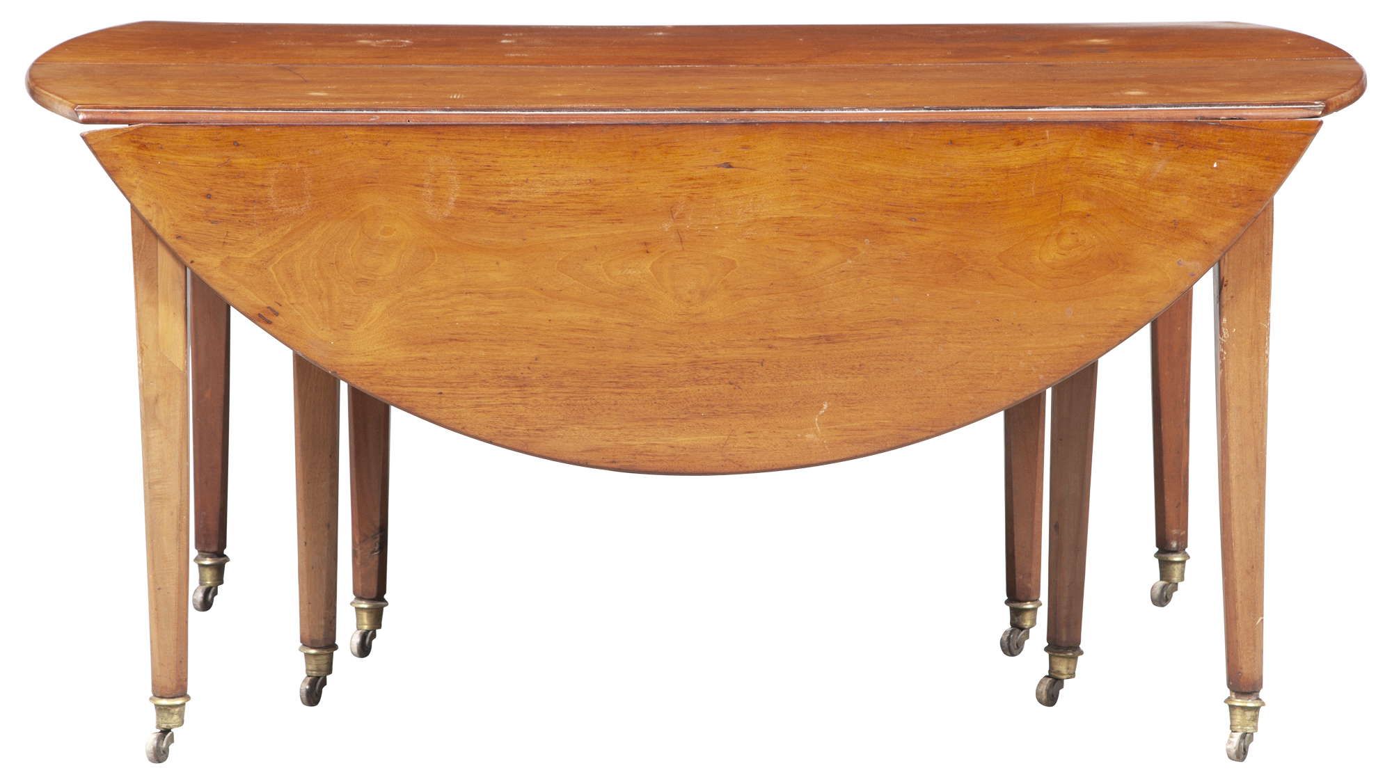 Lot image - Louis XVI Style Walnut Drop-Leaf Extension Dining Table