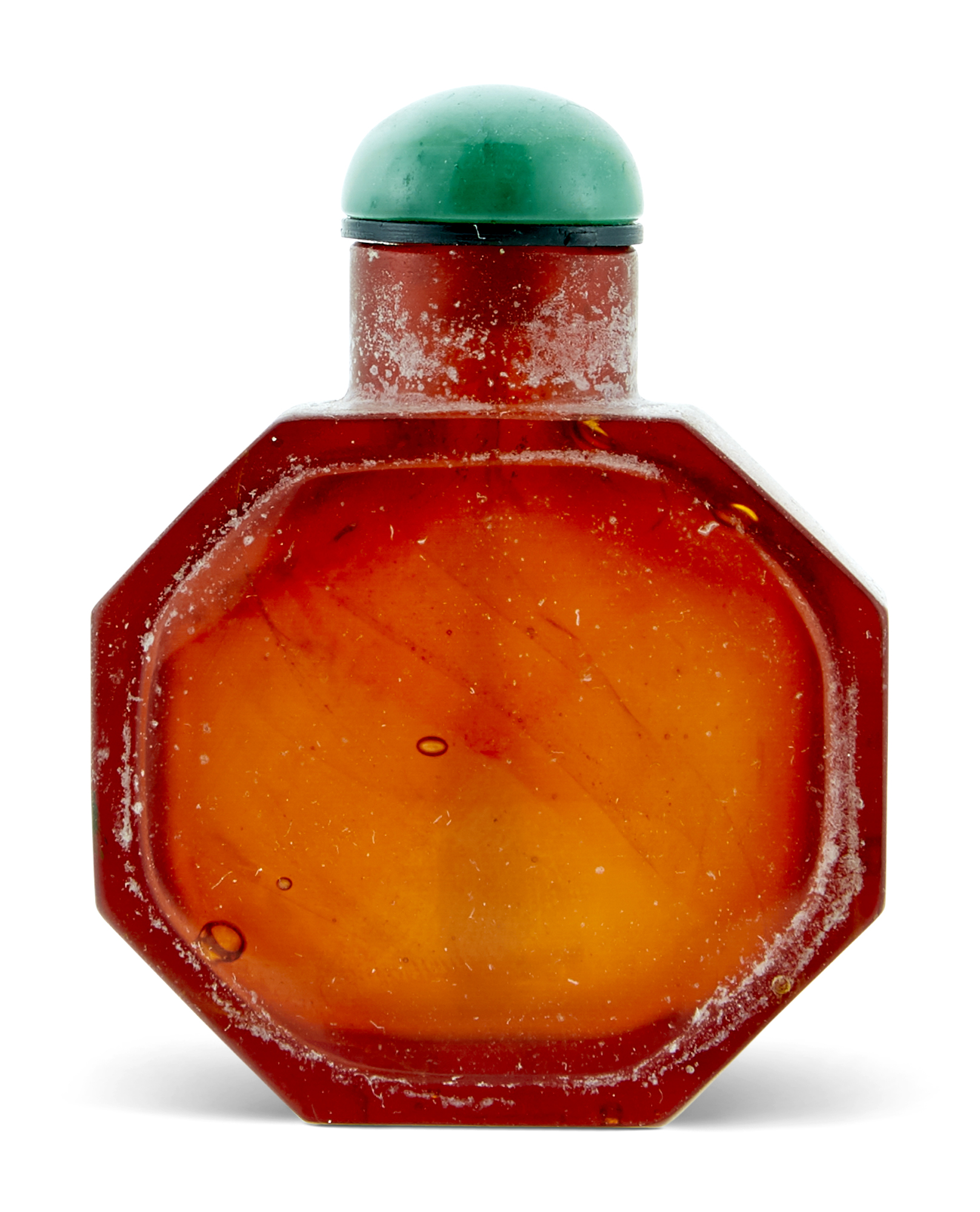 Lot image - A Chinese Faceted Amber Glass Snuff Bottle