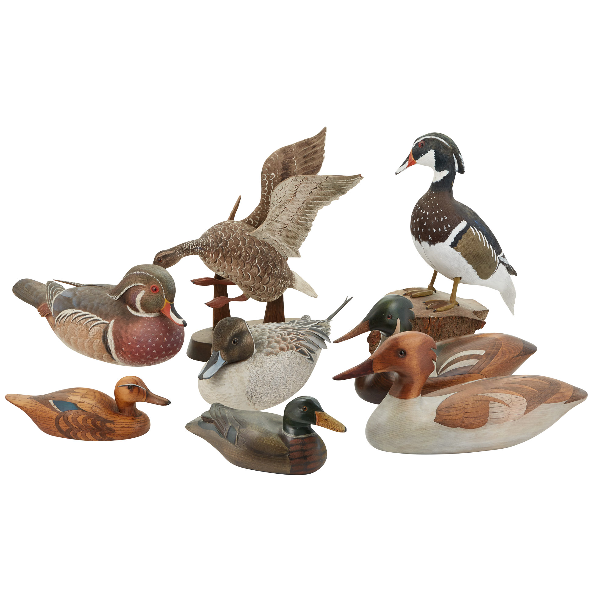 Lot image - Group of Decorative Carved and Painted Duck Decoys
