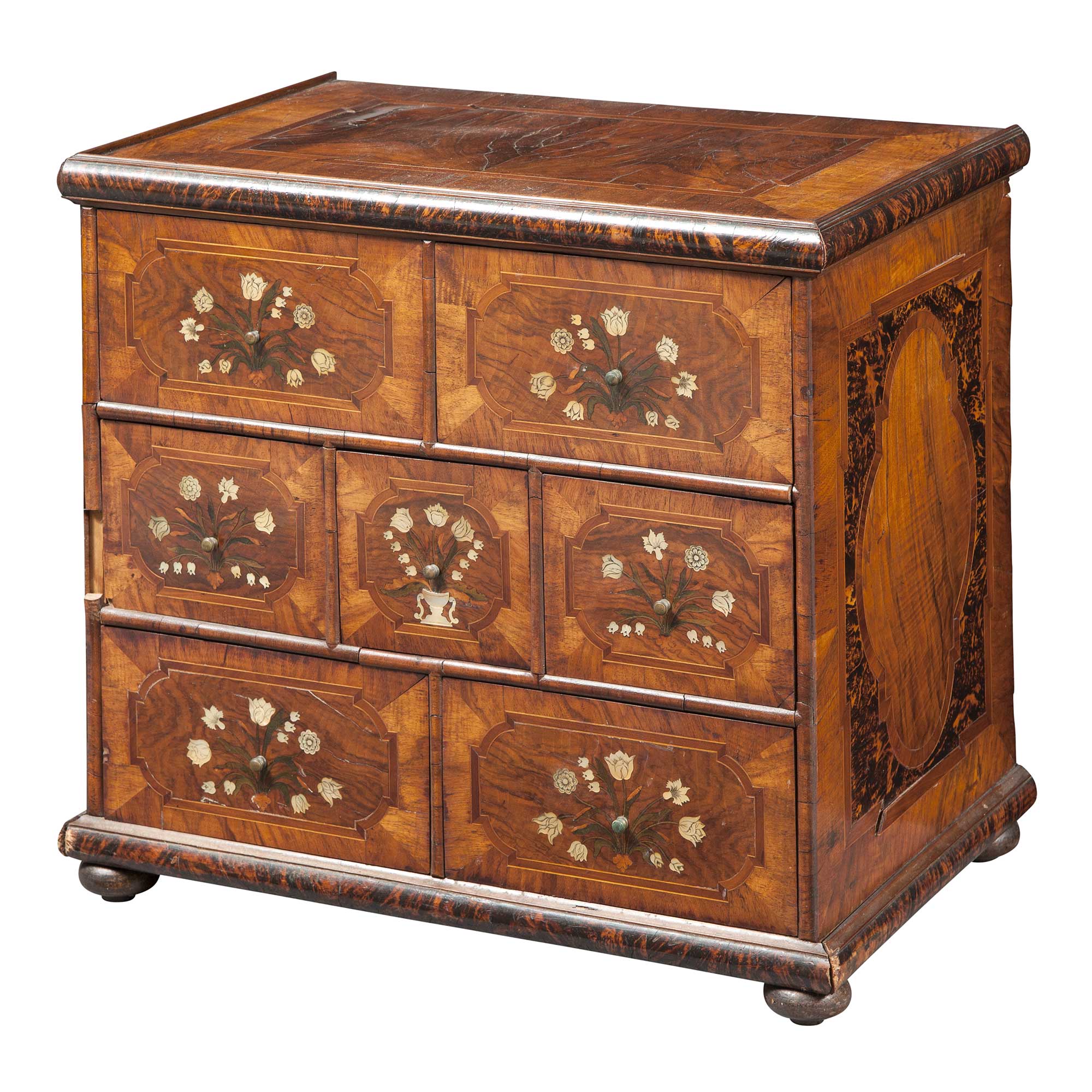 Lot image - German Walnut, Maple and Mother-of-Pearl-Inlaid Table Cabinet