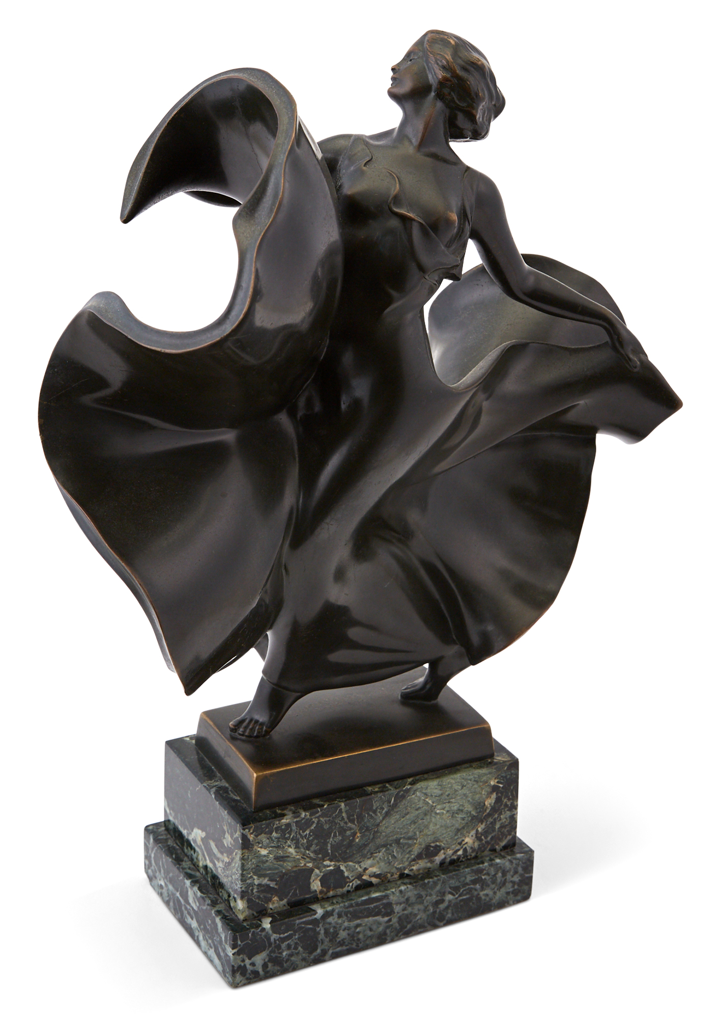 Lot image - Austrian Art Deco Green Patinated Bronze Figure of a Dancer