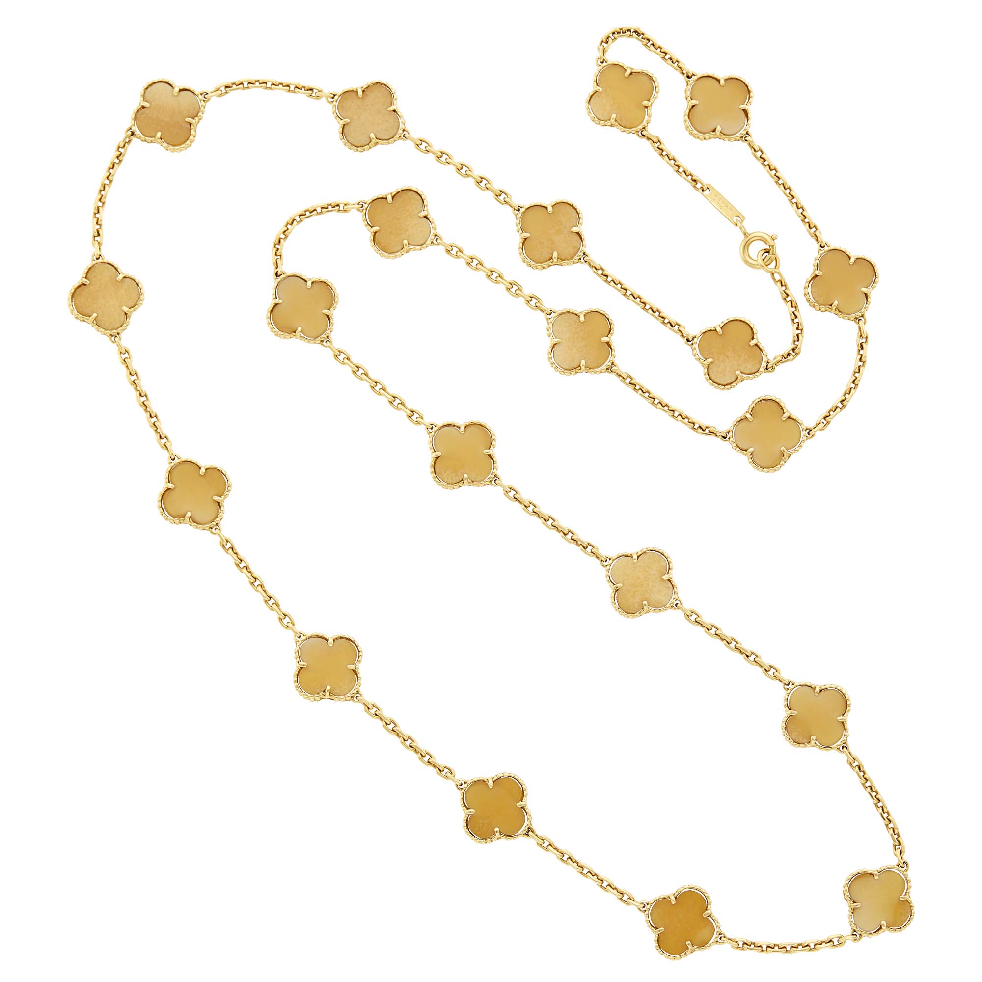 Lot image - Van Cleef & Arpels Long Gold and Agate Alhambra Chain Necklace