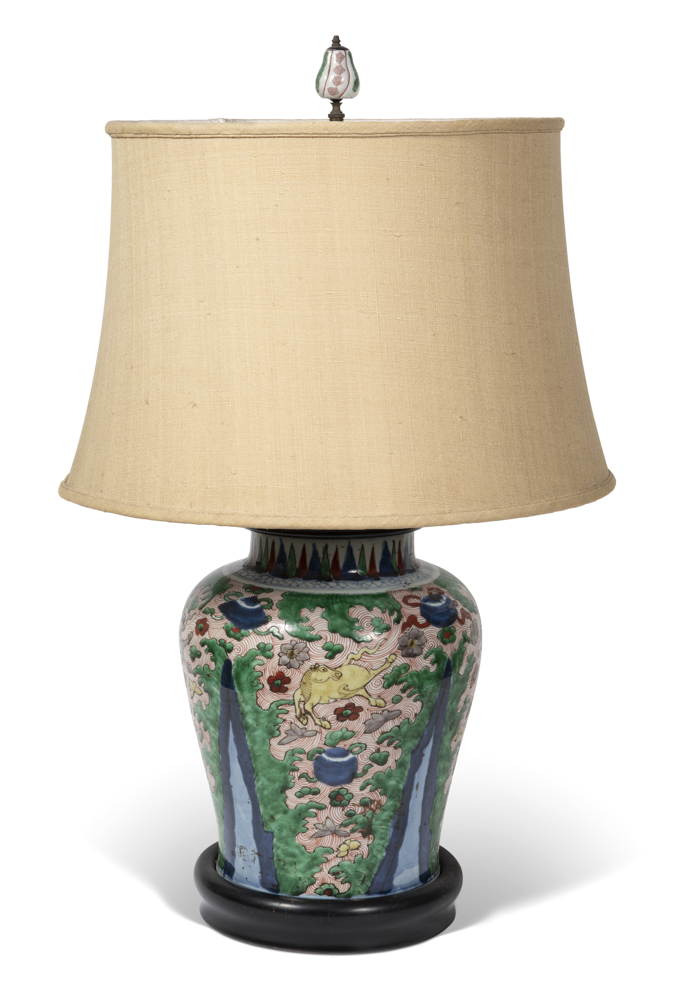 Lot image - Chinese Export Famile Verte Porcelain Lamp