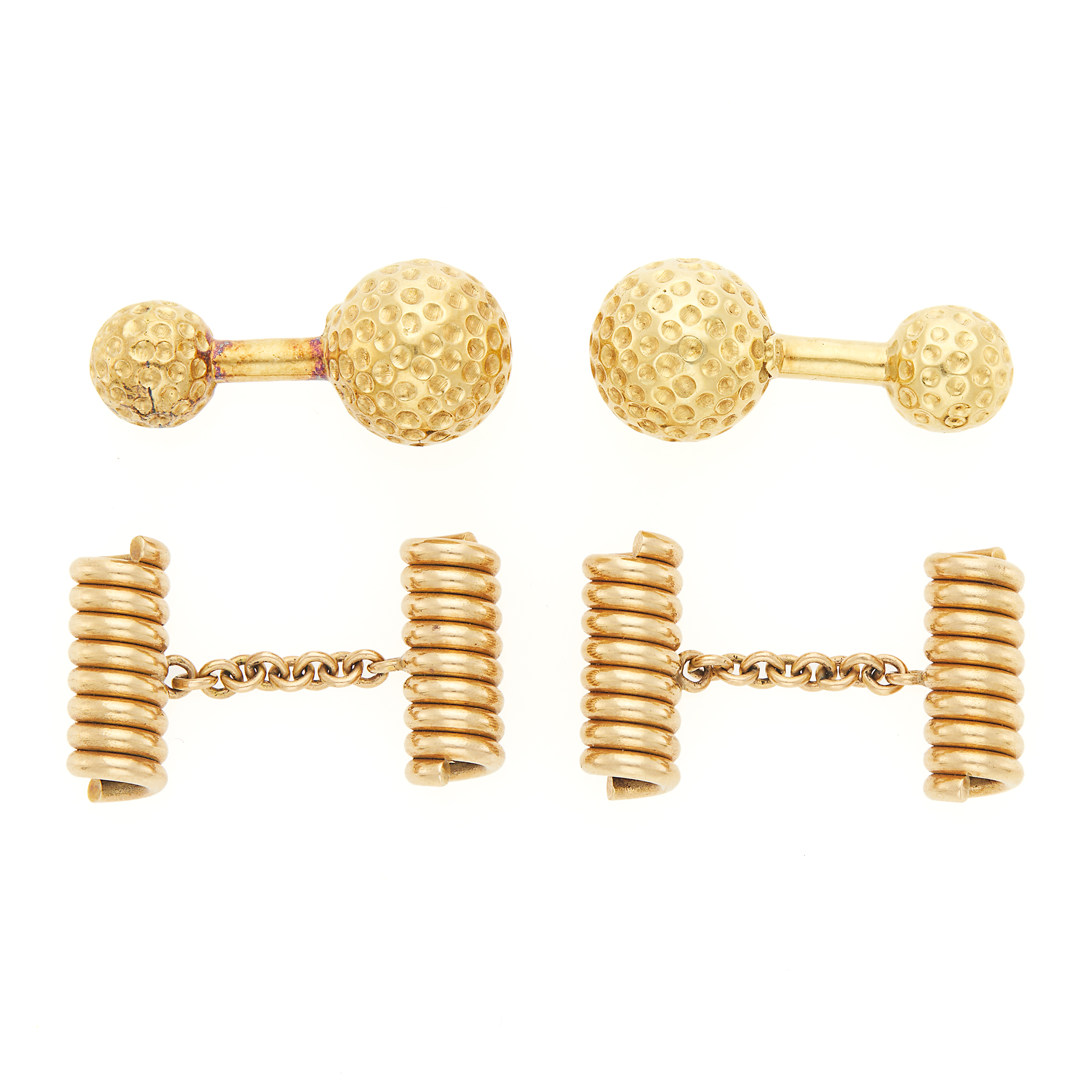 Lot image - Two Pairs of Gold Cufflinks
