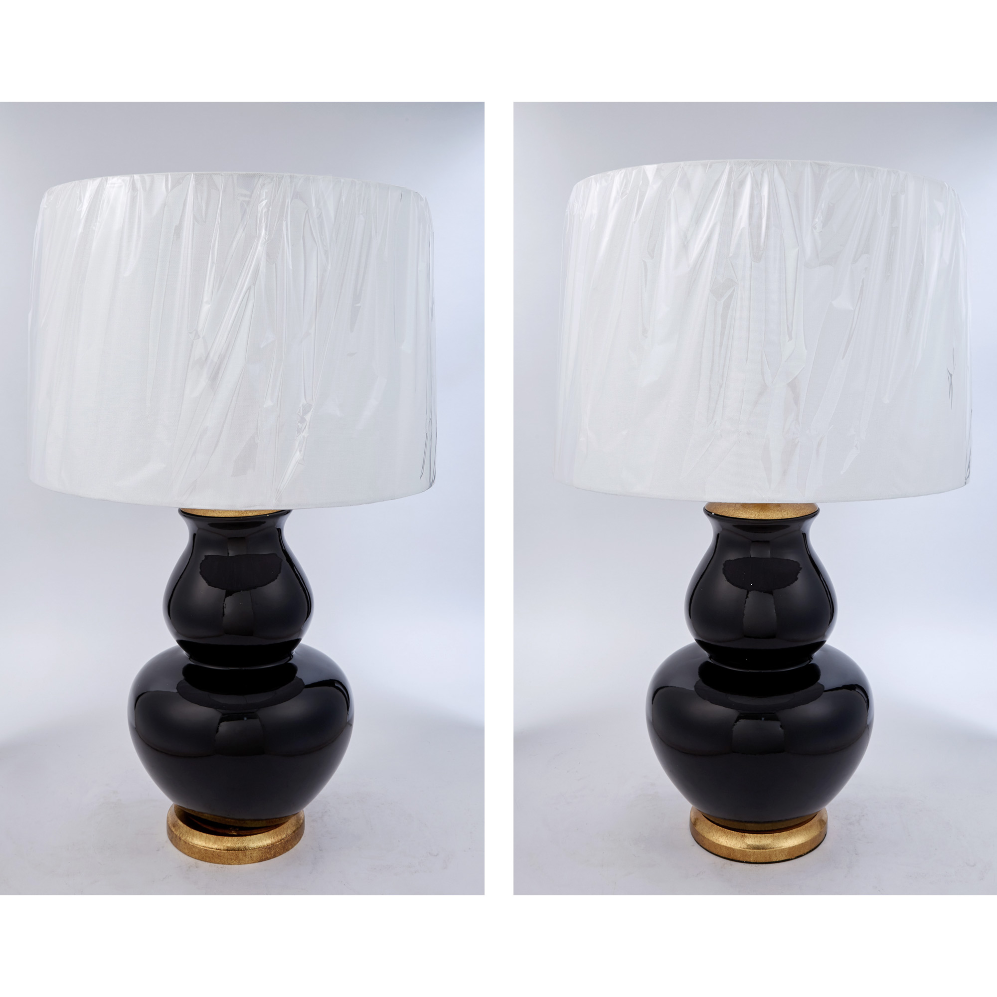 Lot image - Pair of Chinese Style Glazed Ceramic Vases as Lamps