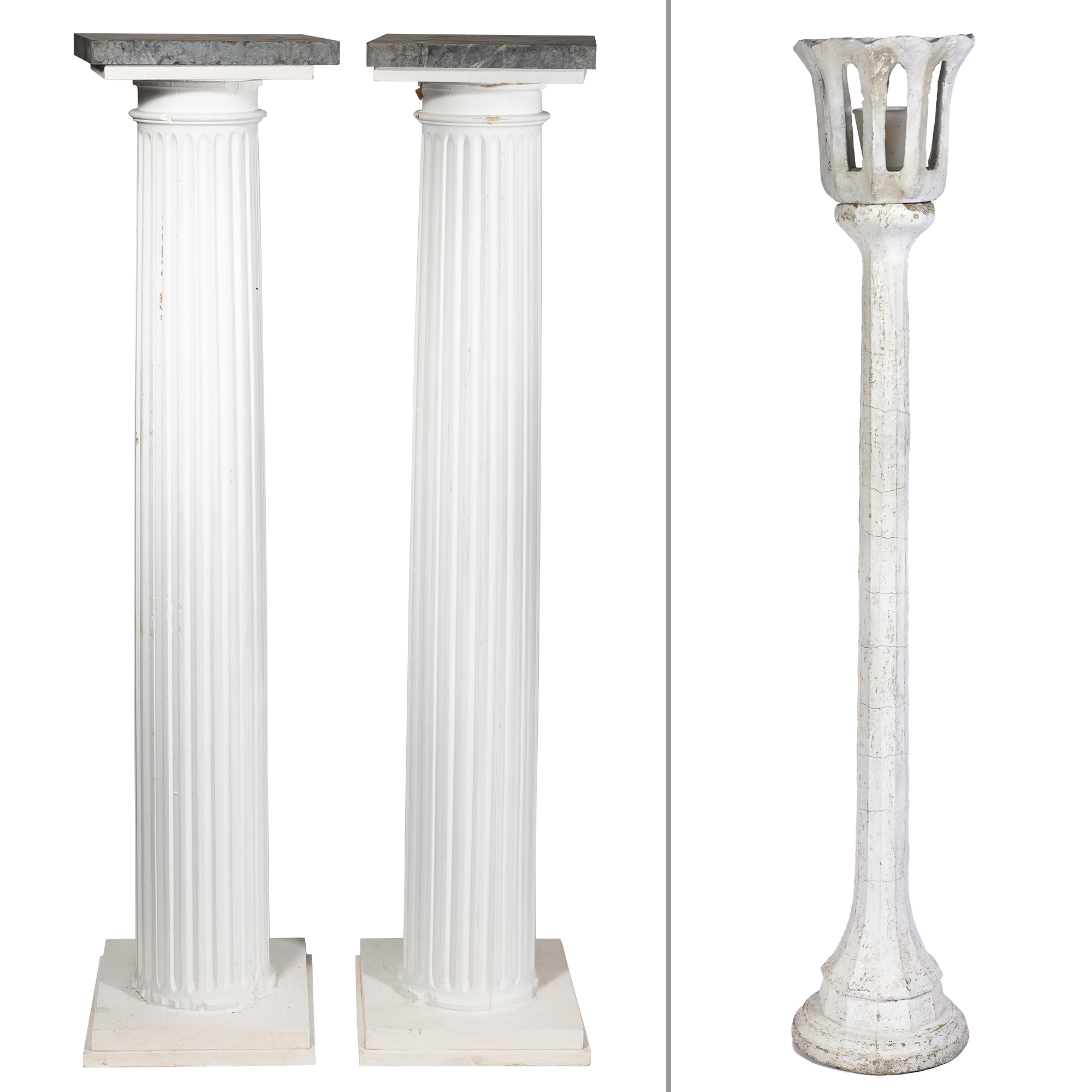 Lot image - Pair of White-Painted Pedestals