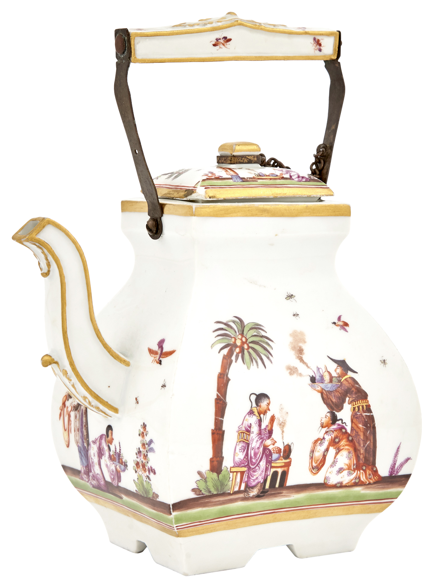 Lot image - Meissen Porcelain Chinoiserie Tea Kettle and Cover