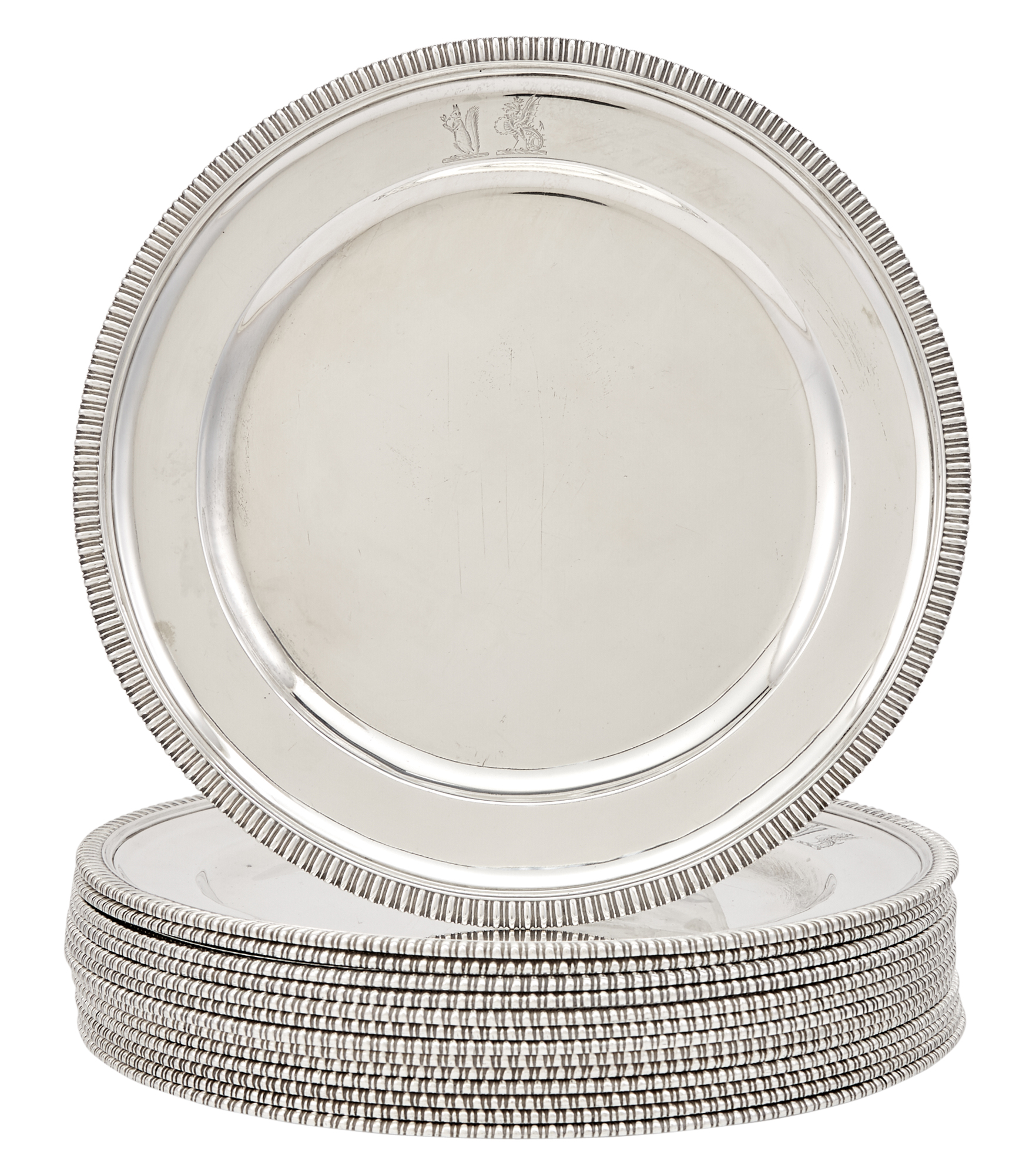 Lot image - Set of Fourteen Victorian Sterling Silver Dinner Plates