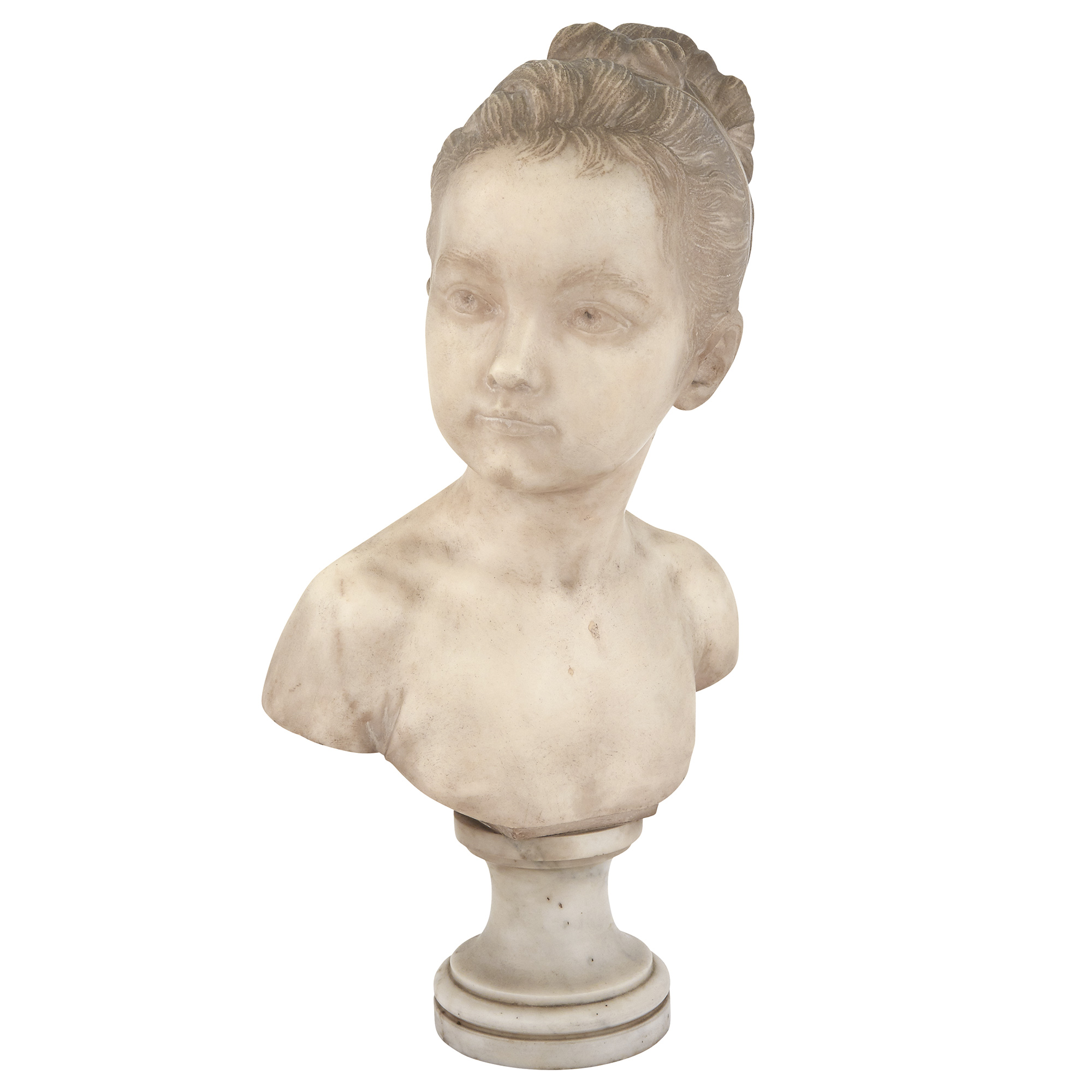 Lot image - Marble Bust of a Girl, After Houdon