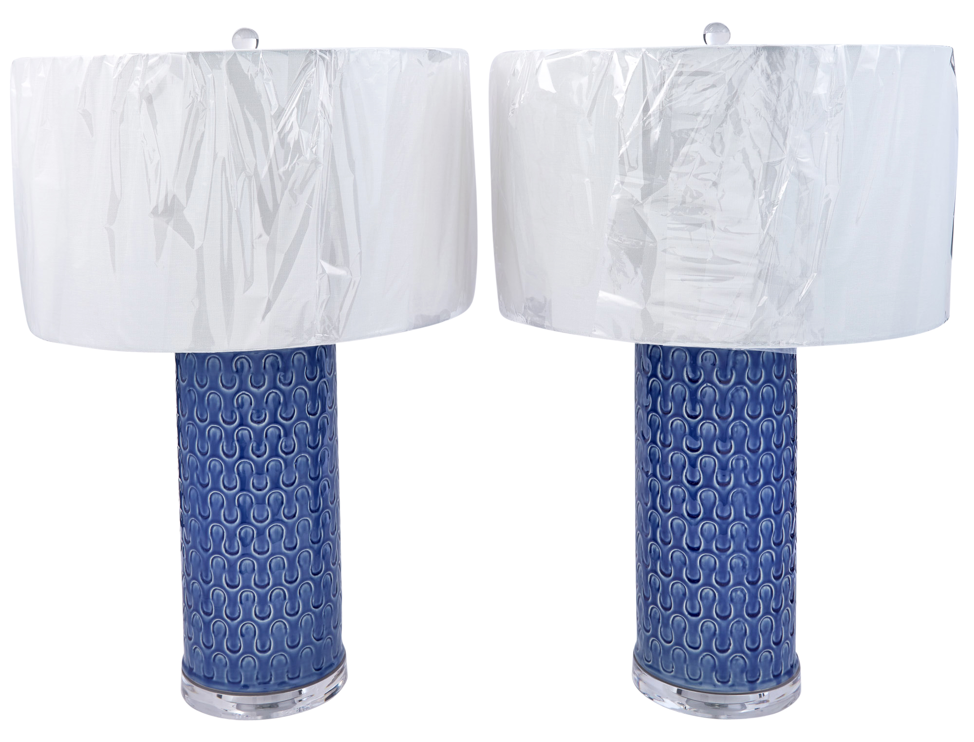 Lot image - Pair of Glazed Ceramic Cylindrical Lamps