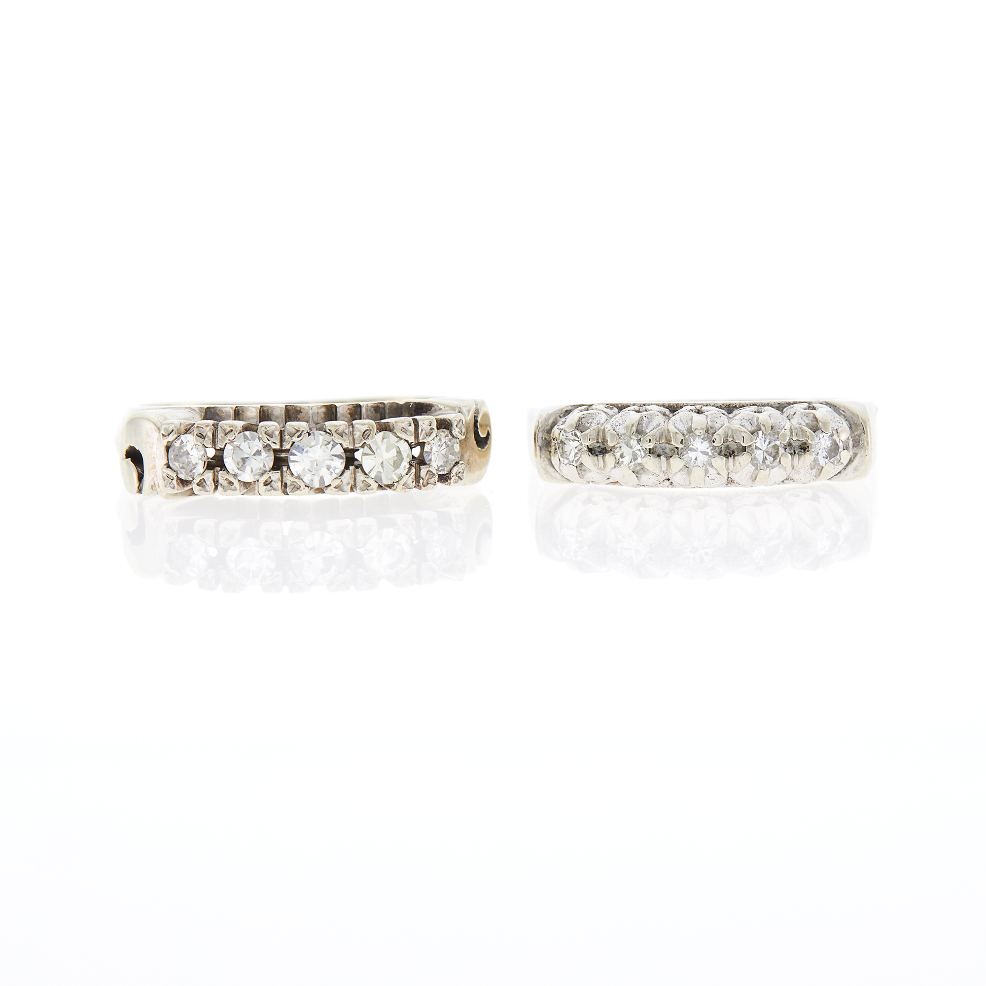 Lot image - Two White Gold and Diamond Band Rings