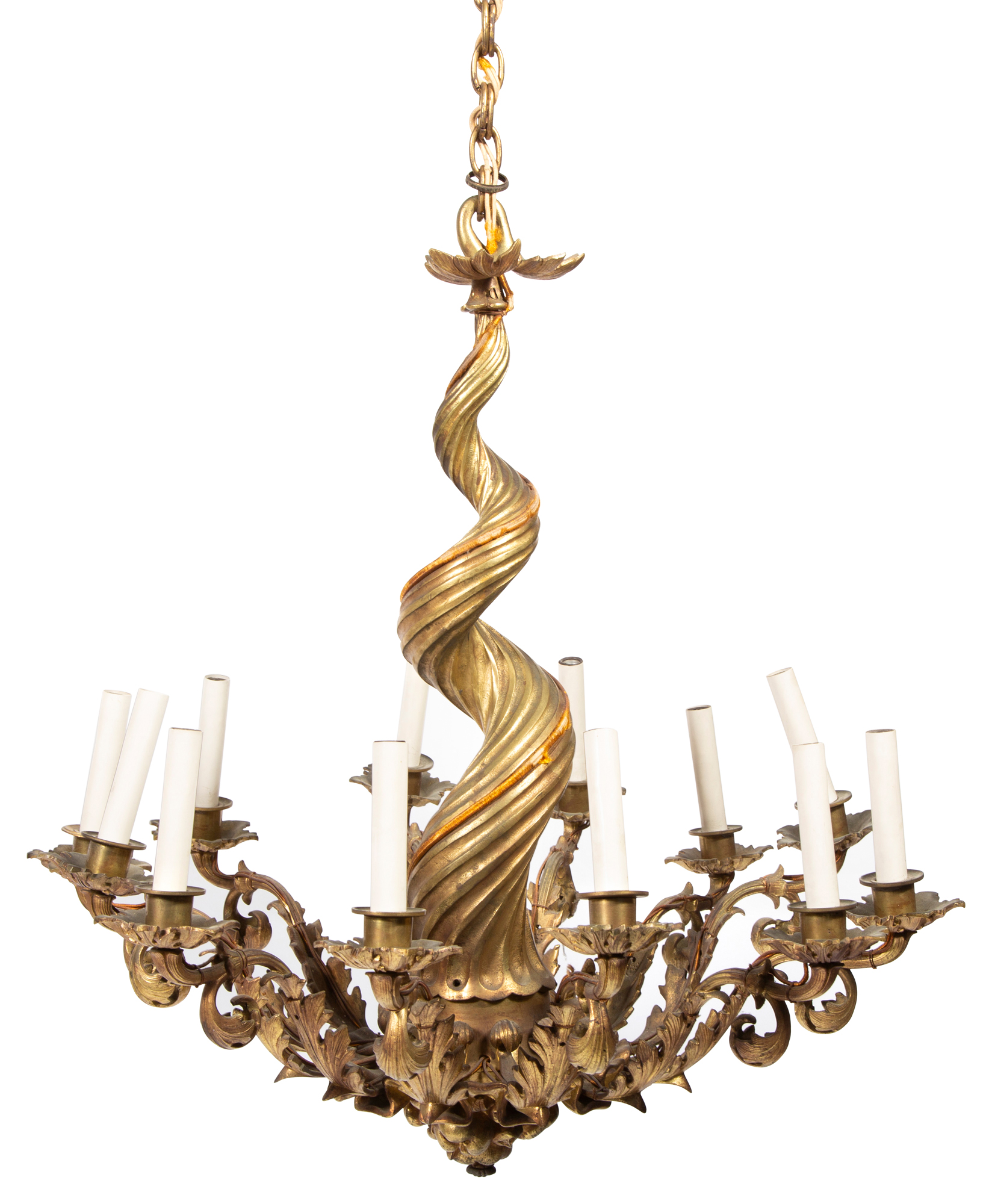 Lot image - Rococo Style Gilt-Bronze Twelve-Light Chandelier