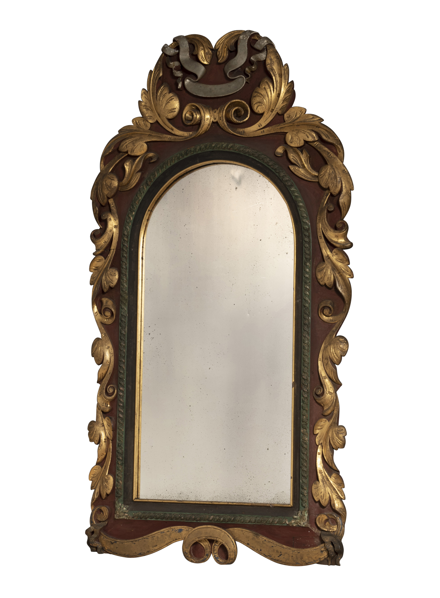 Lot image - Italian Style Parcel-Gilt and Painted Wood Mirror