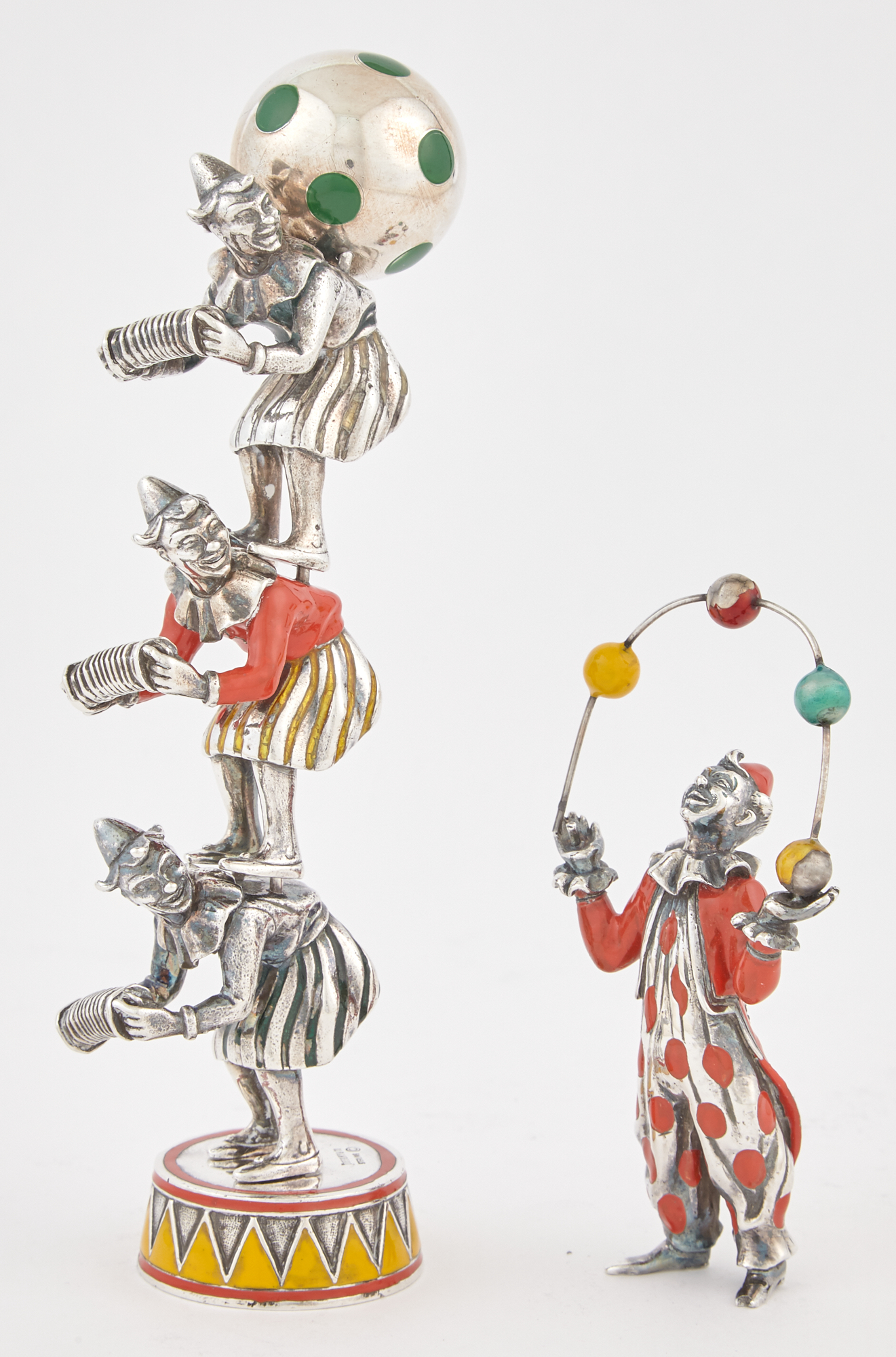 Lot image - Group of Tiffany & Co. Enamel Sterling Silver Circus Figures