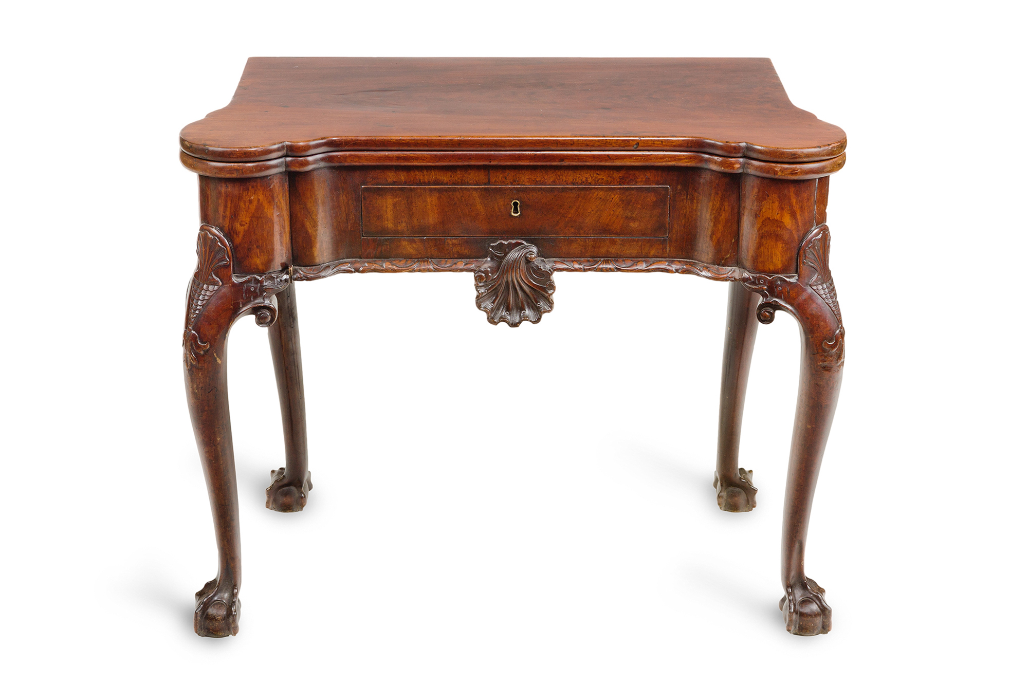 Lot image - Irish George II Mahogany Fold Over Games Table