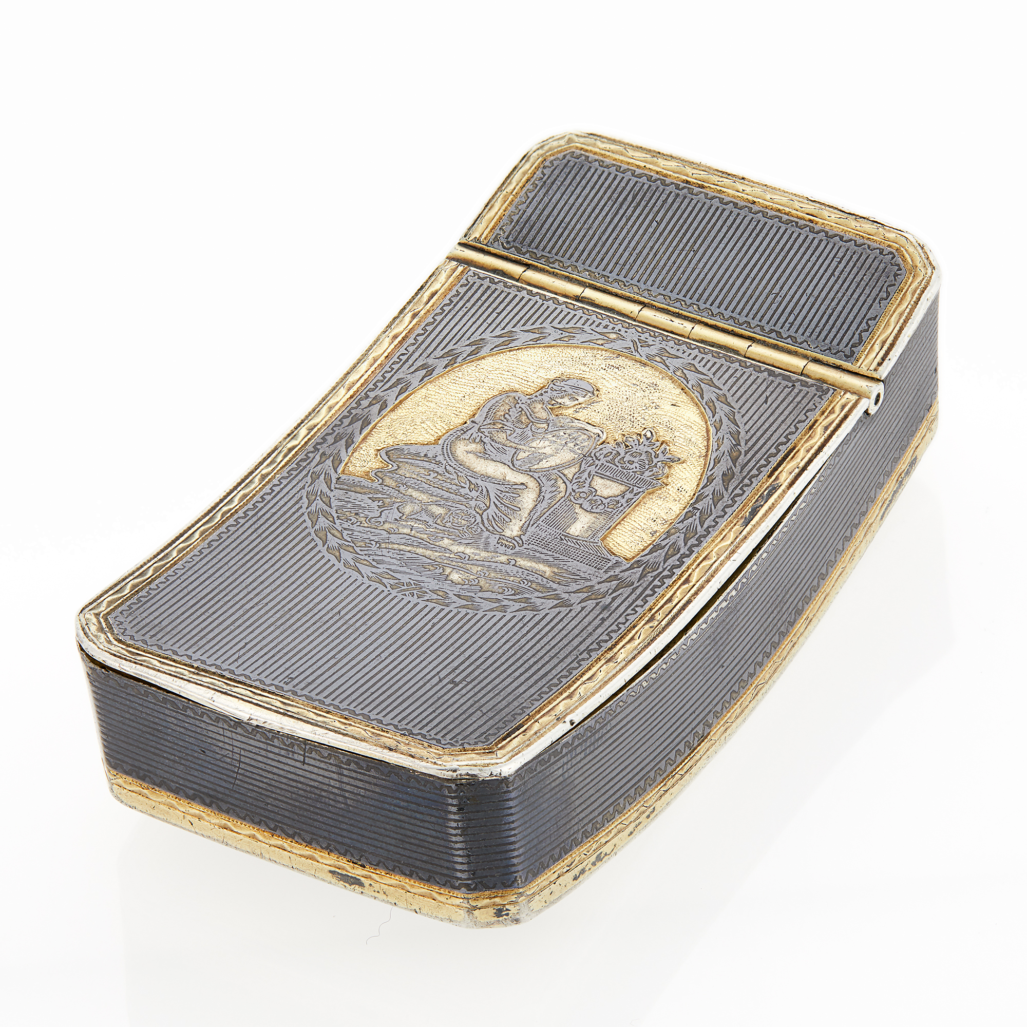 Lot image - Russian Silver-Gilt and Niello Snuff Box