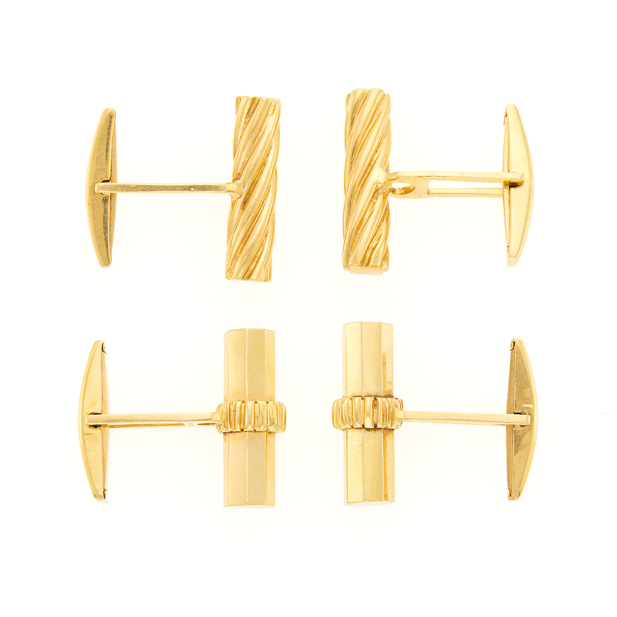 Lot image - Two Pairs of Gold Cufflinks