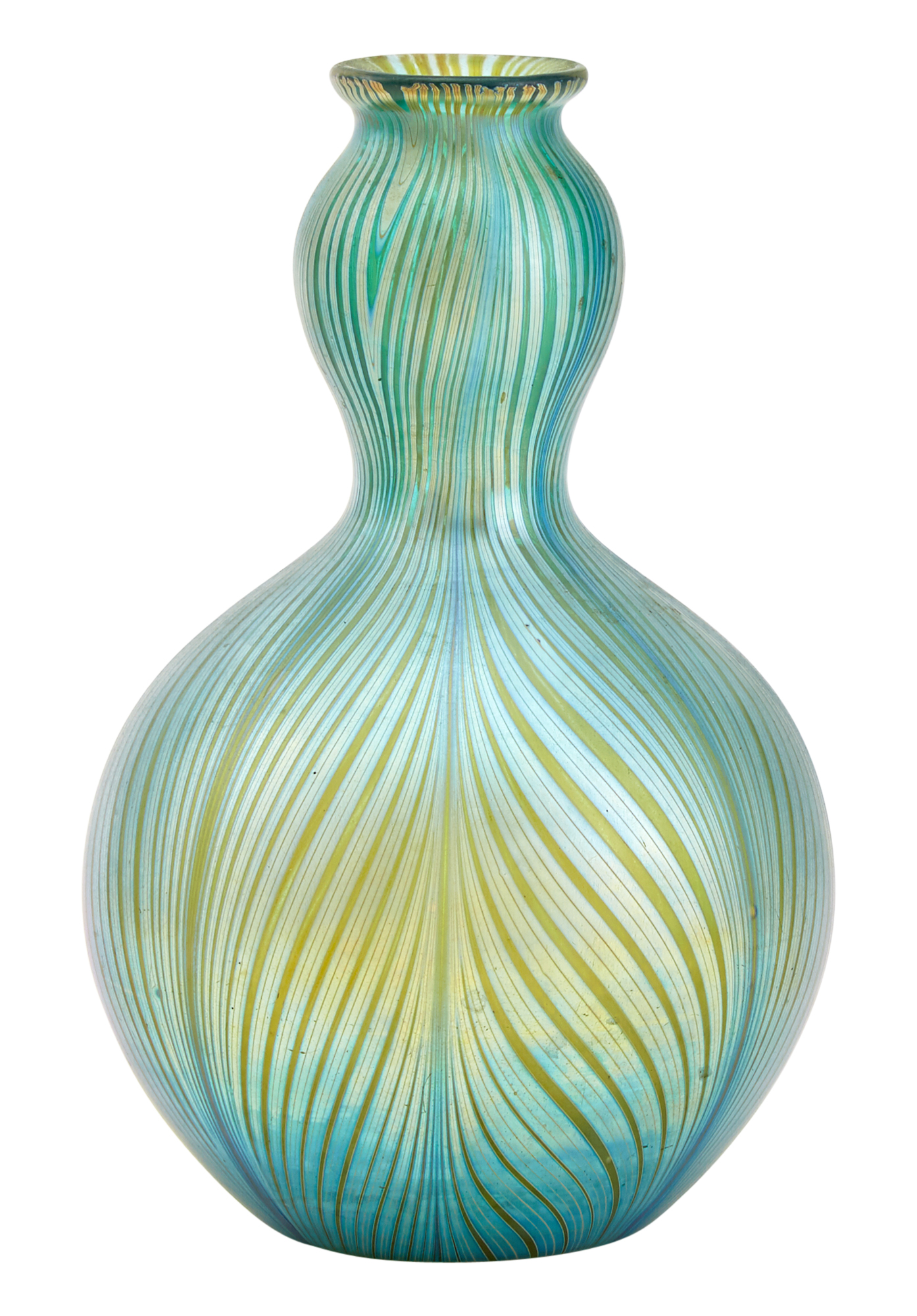 Lot image - Bohemian Iridescent Art Glass Double Gourd-Form Cabinet Vase