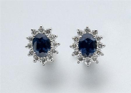 Lot image - Pair of Sapphire and Diamond Earrings