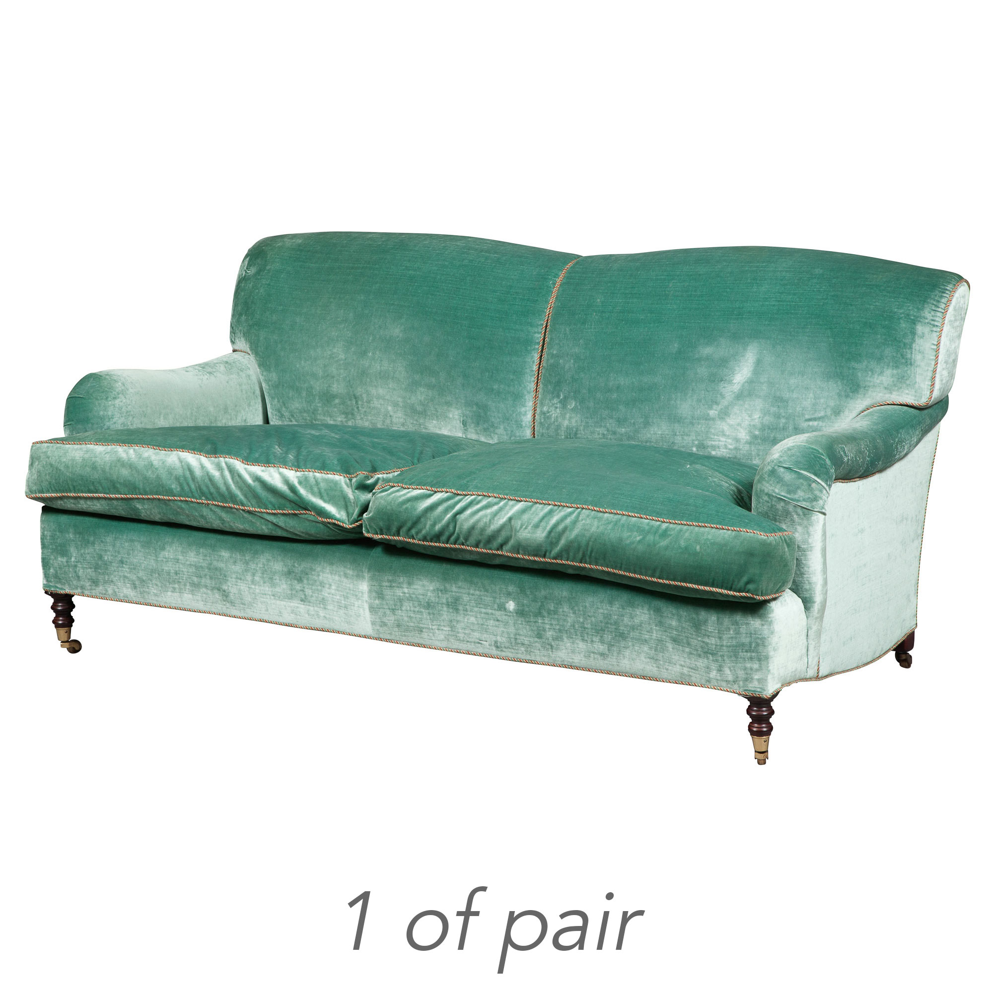 Lot image - Pair of George Smith Velvet-Upholstered Sofas