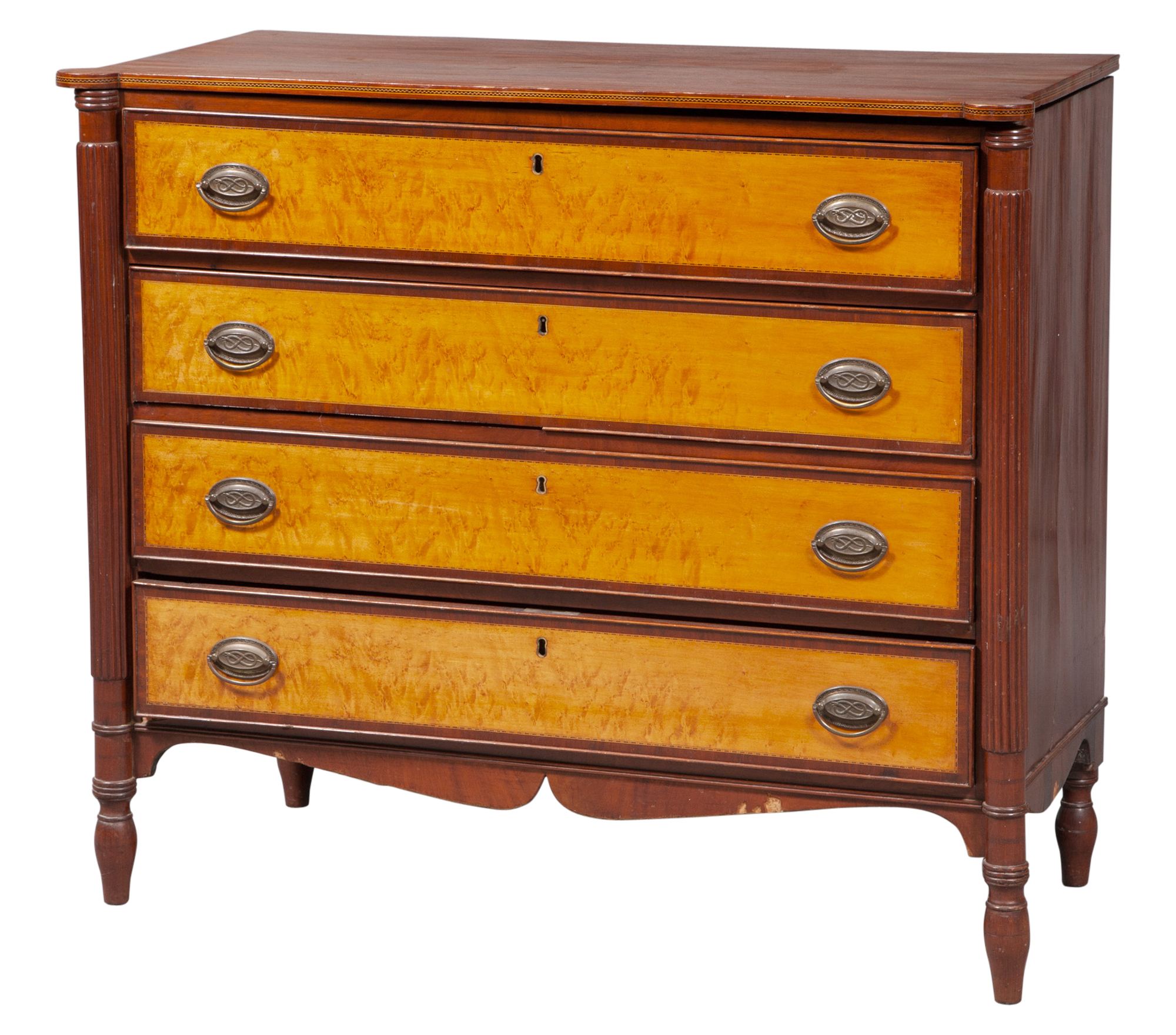 Lot image - Federal Mahogany and Birds-Eye Maple Chest of Drawers