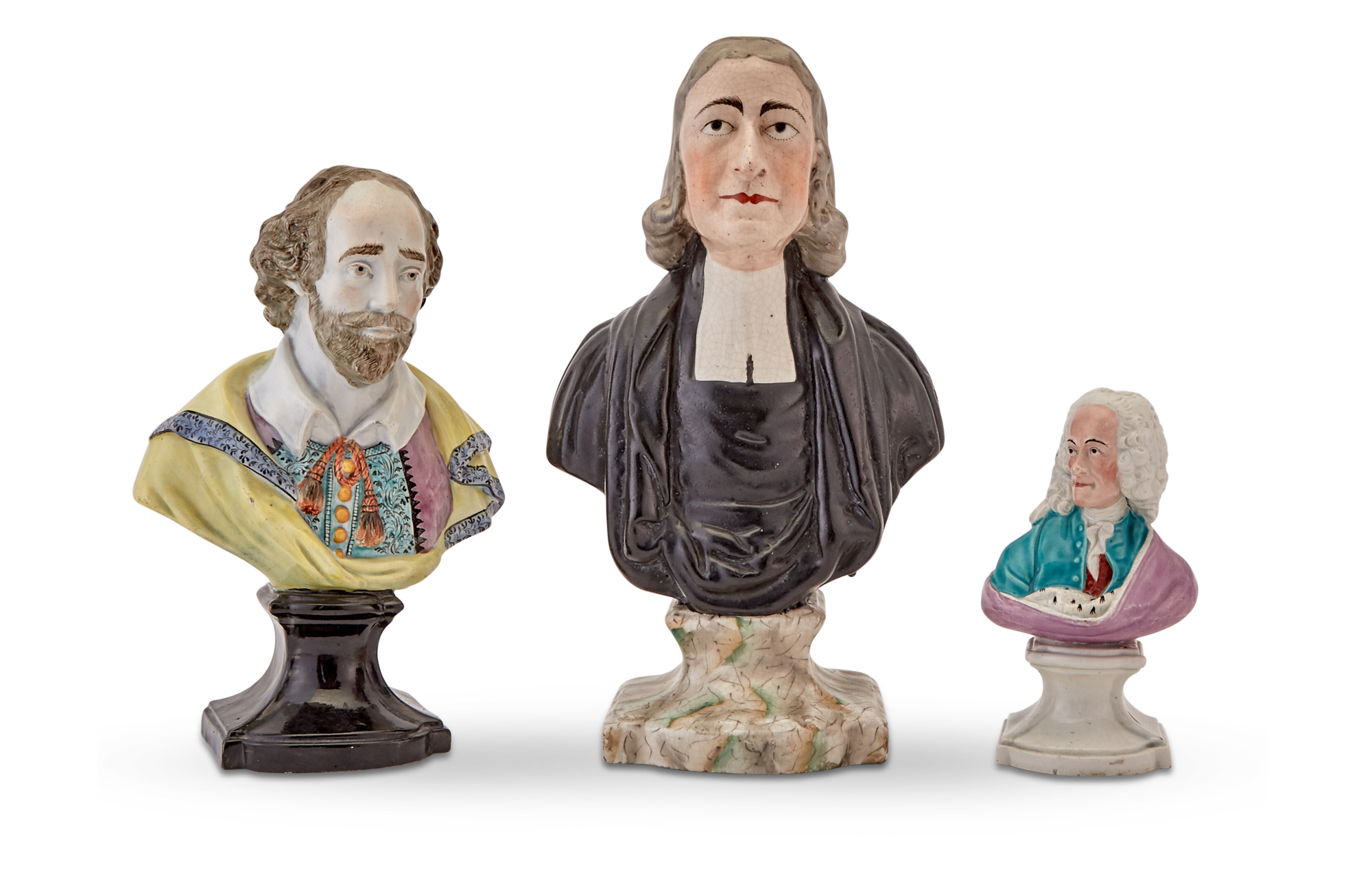 Lot image - Group of Three Staffordshire Pottery Busts