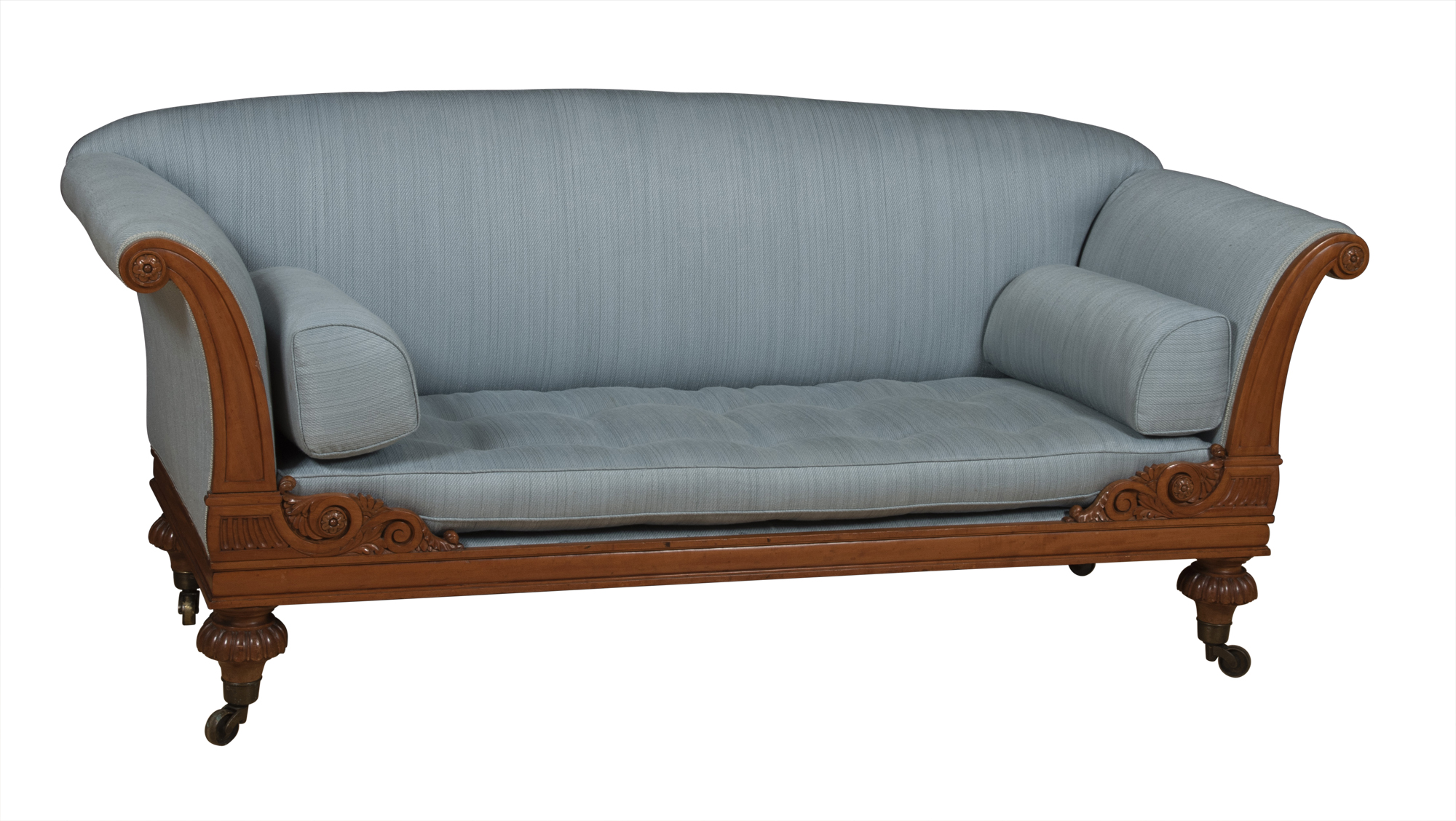 Lot image - William IV Style Upholstered Fruitwood Settee