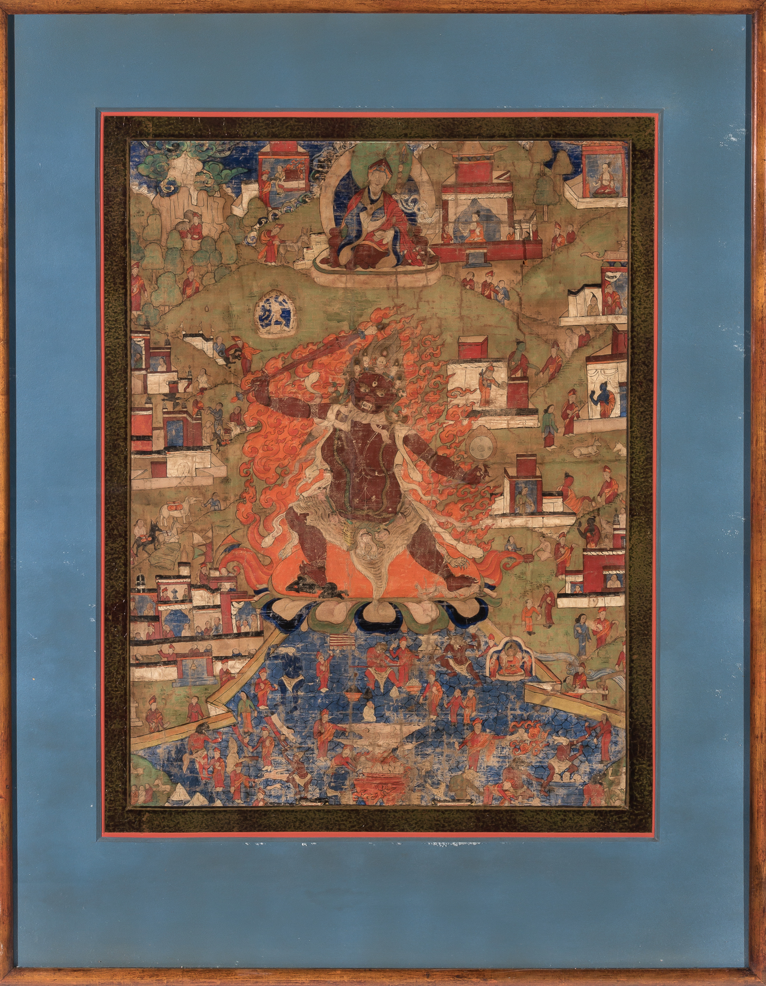 Lot image - A Tibetan Painted Thangka of a Wrathful Deity