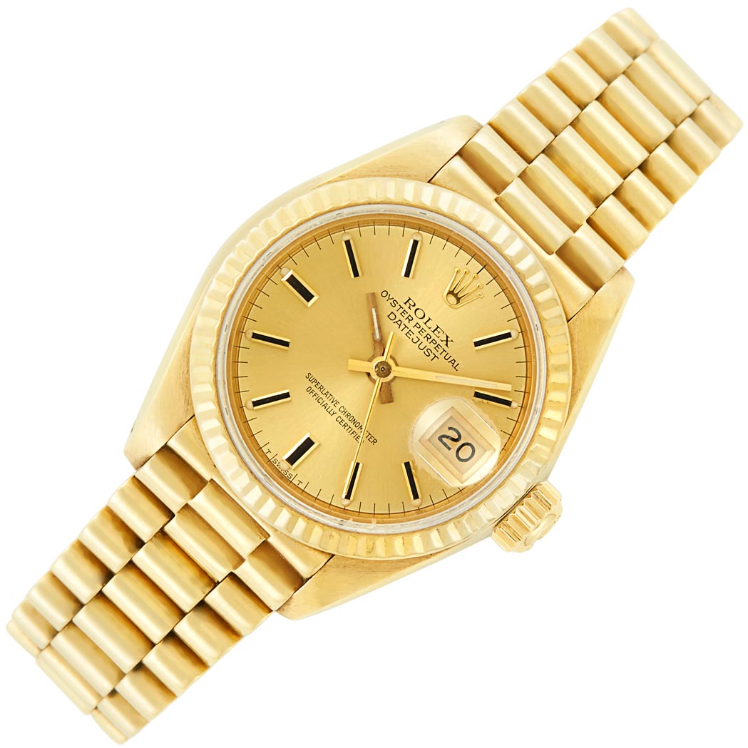 Lot image - Lady's Gold Wristwatch, Rolex, Ref. 69178