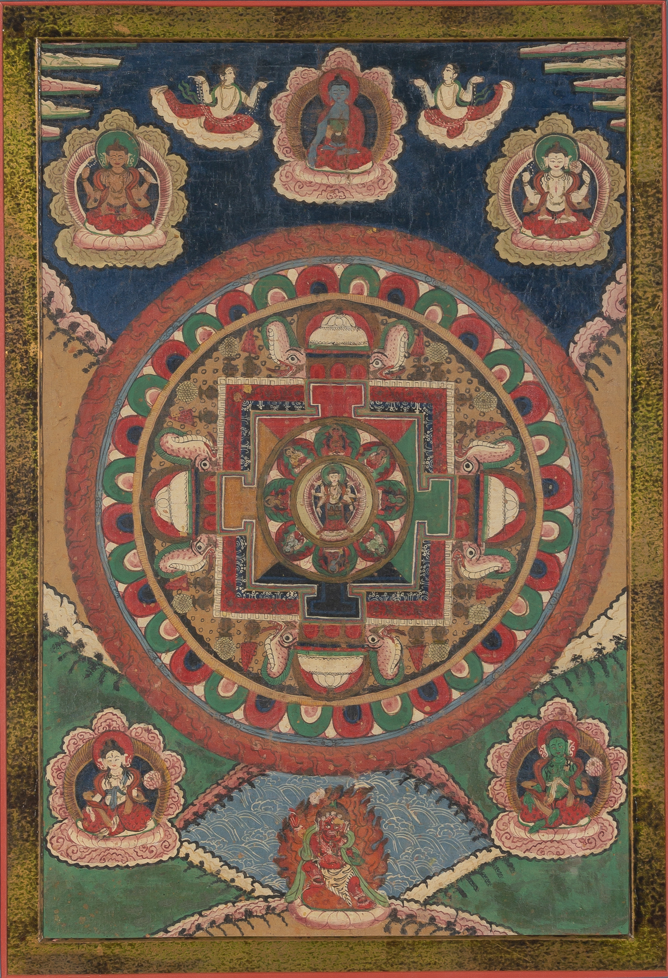 Lot image - A Tibetan Painted Mandala Thangka