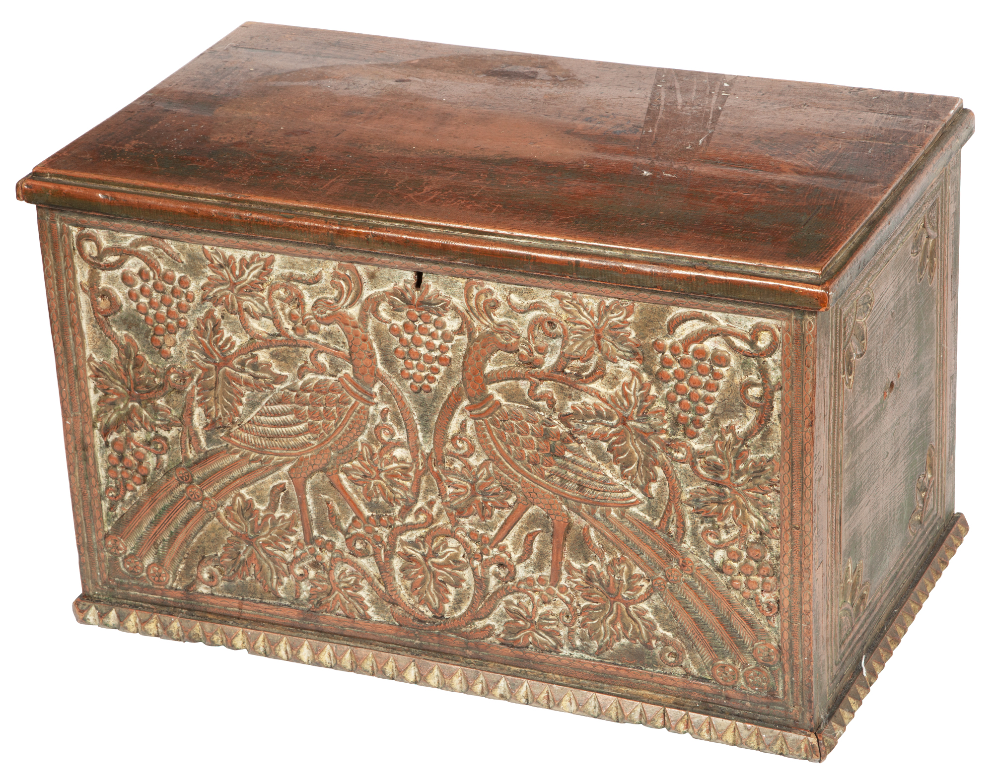 Lot image - Green-Stained Wood Chest