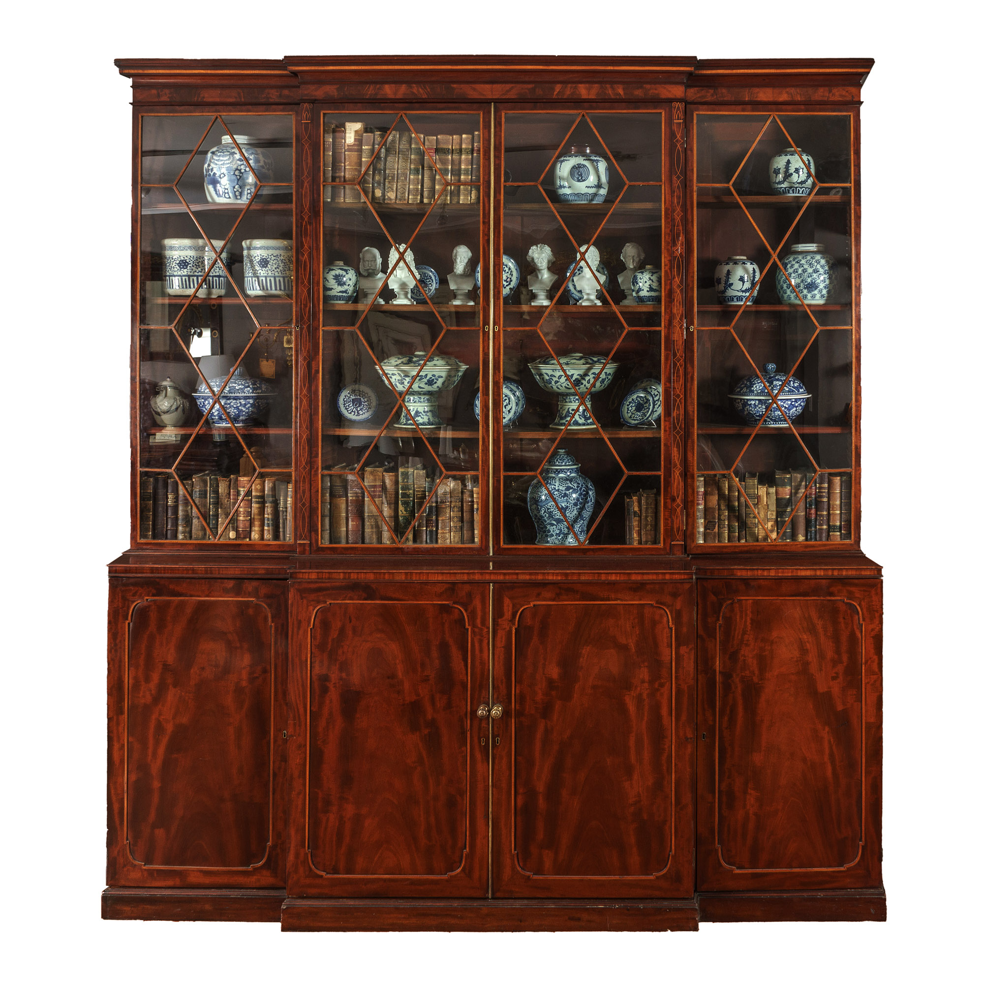 Lot image - George III Mahogany Breakfront Bookcase