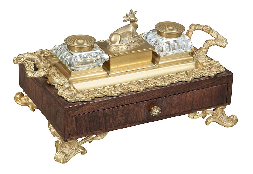 Lot image - George IV Gilt-Bronze Mounted Rosewood Standish