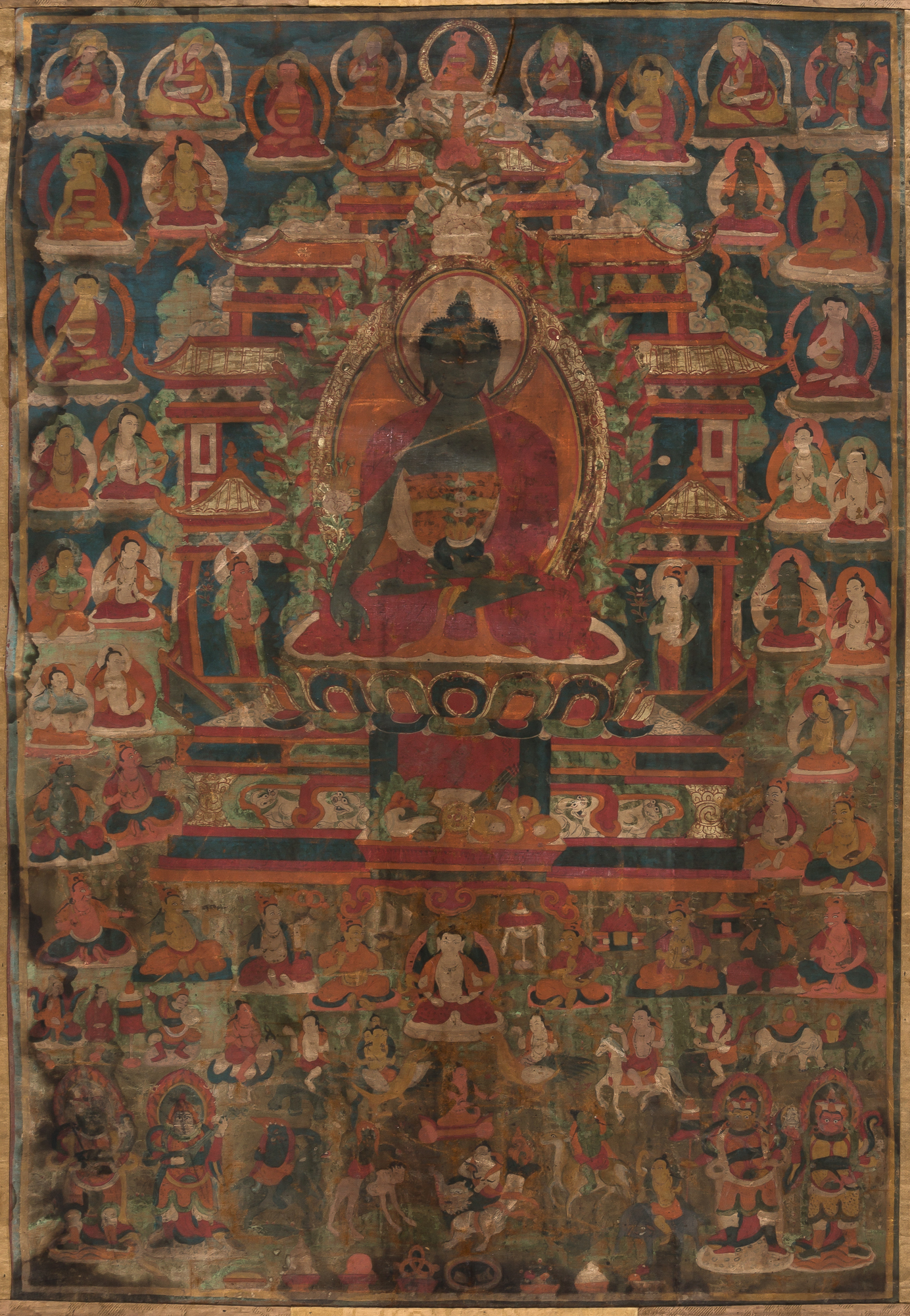 Lot image - A Tibetan Painted Thangka of Buddha Shakyamuni