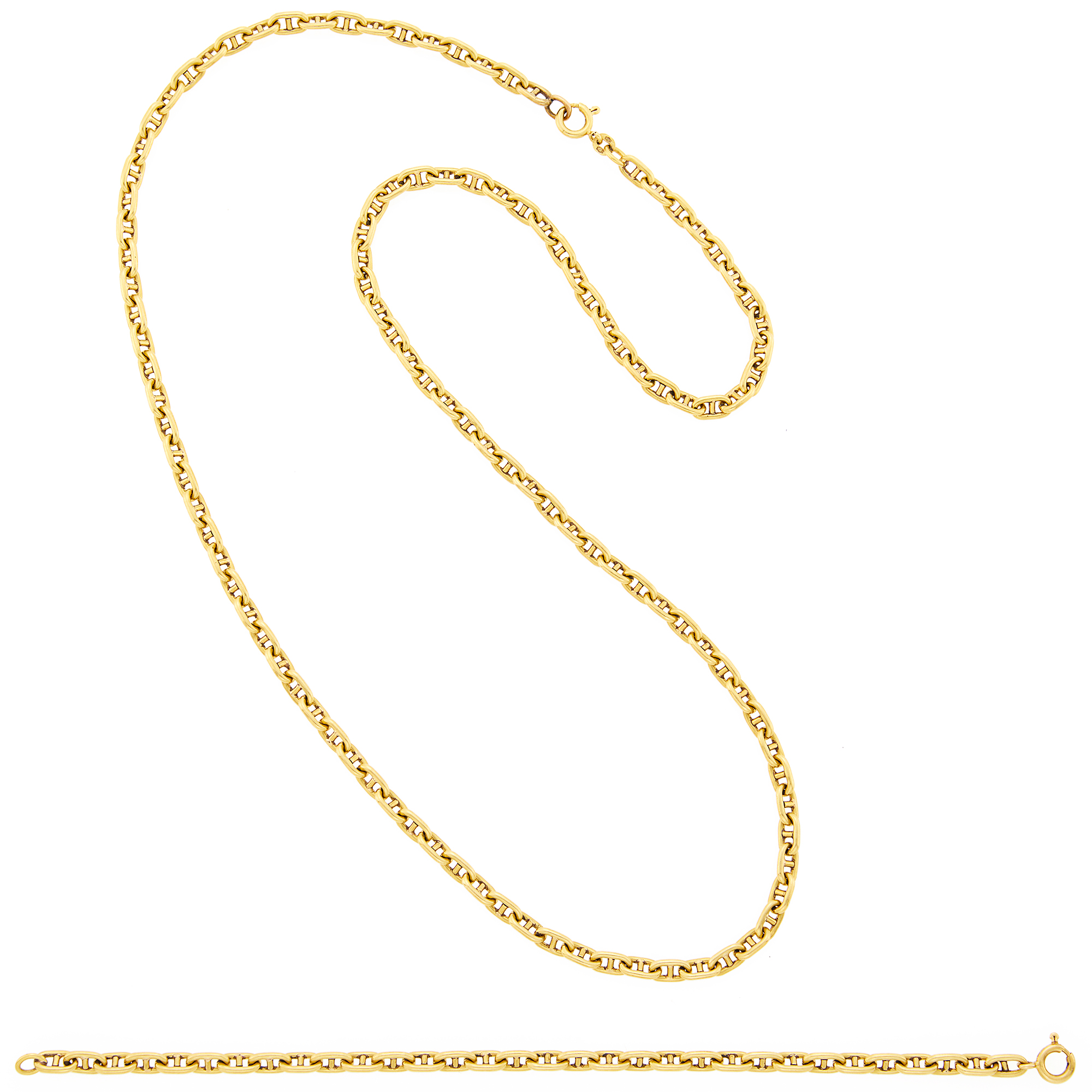 Lot image - Gold Nautical Link Chain Necklace and Bracelet