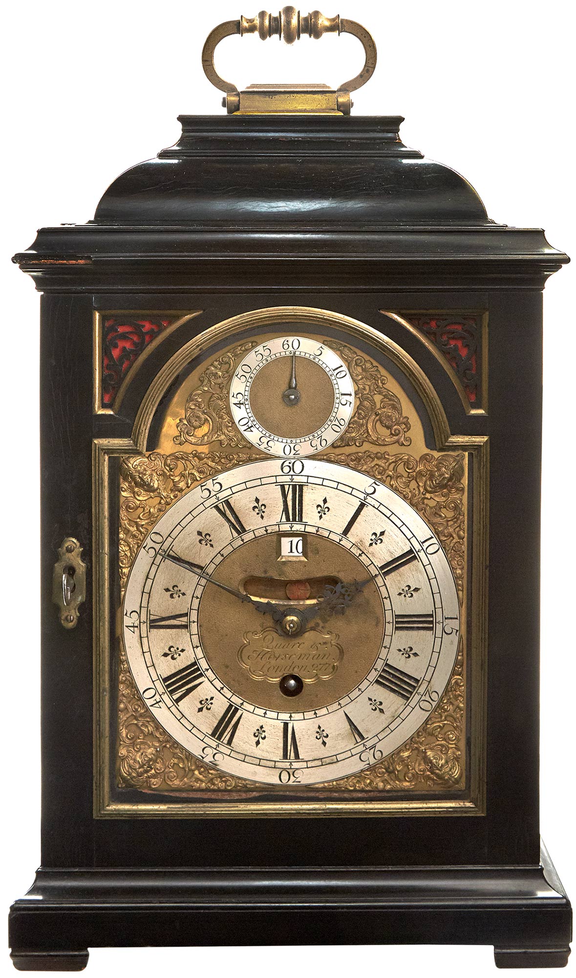 Lot image - George I Ebony-Veneered and Brass-Mounted Table Clock