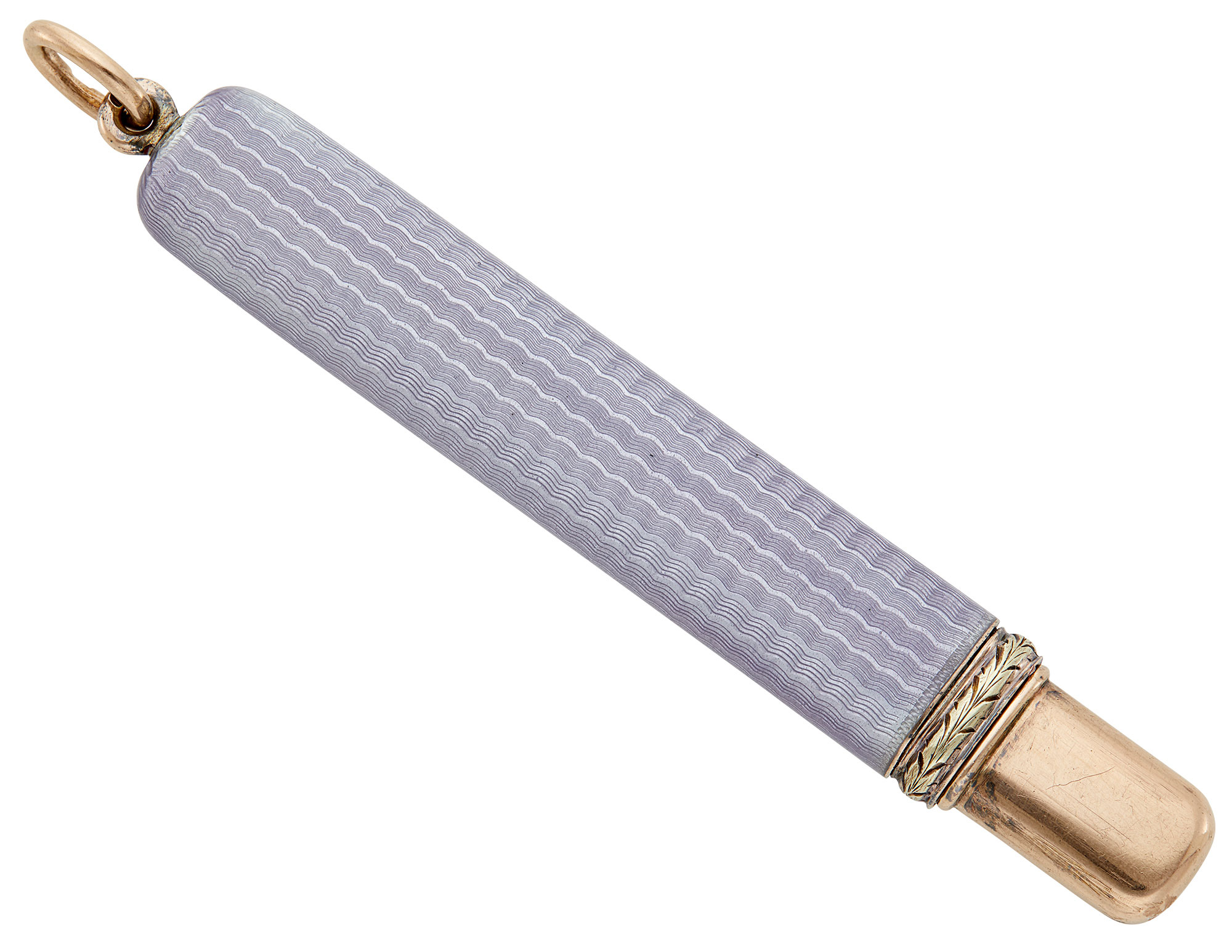 Lot image - Fabergé Two-Color Gold, Silver and Guilloché Enamel Pencil